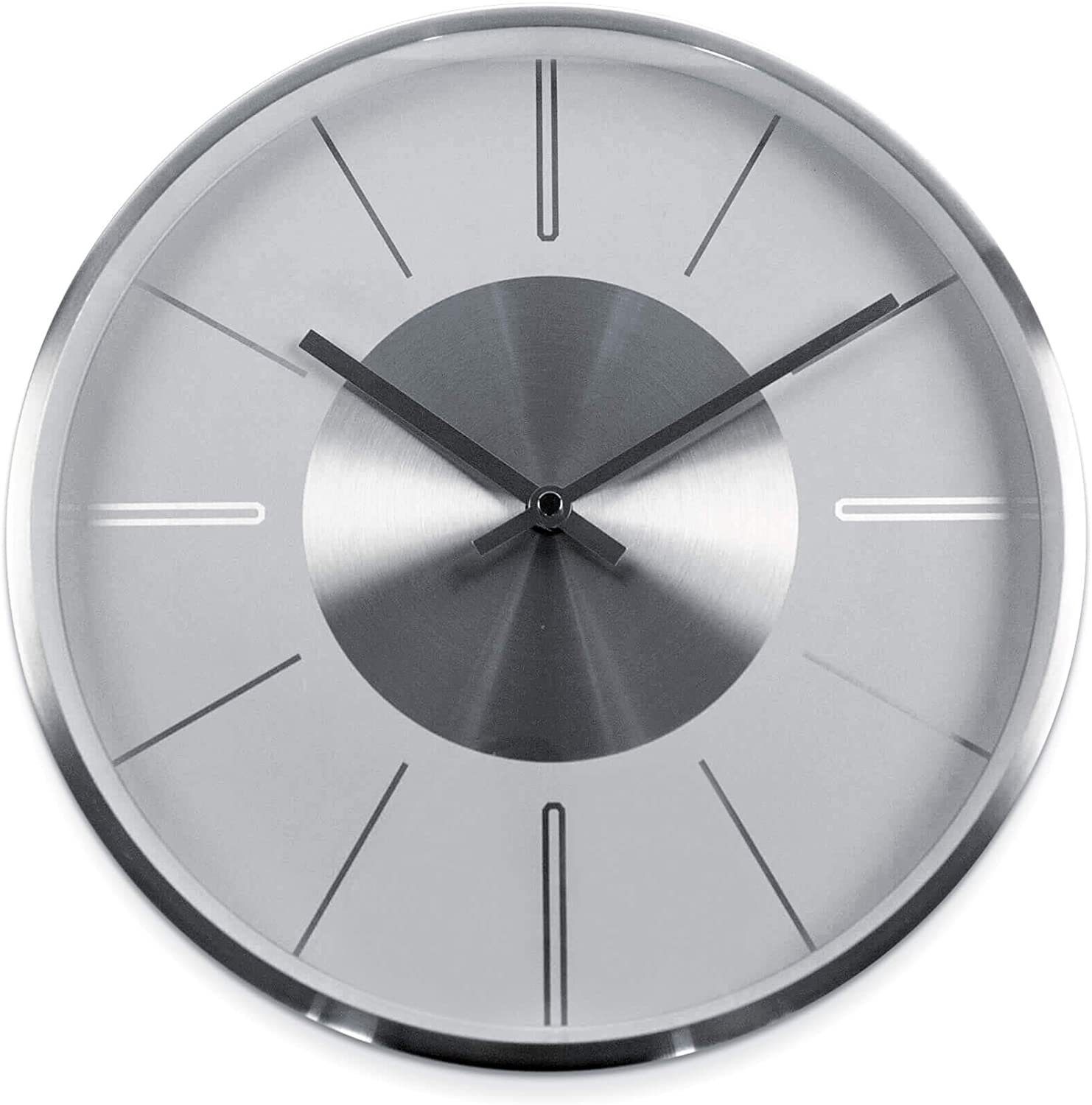 K&L Wall Art lautlose moderne Optik, (Silber 30cm Küche) Uhrwerk, Wanduhr Schlafzimmer, Aluminium Ticken Quarz ohne Durchmesser Wanduhr Wohnzimmer, Büro, Uhr