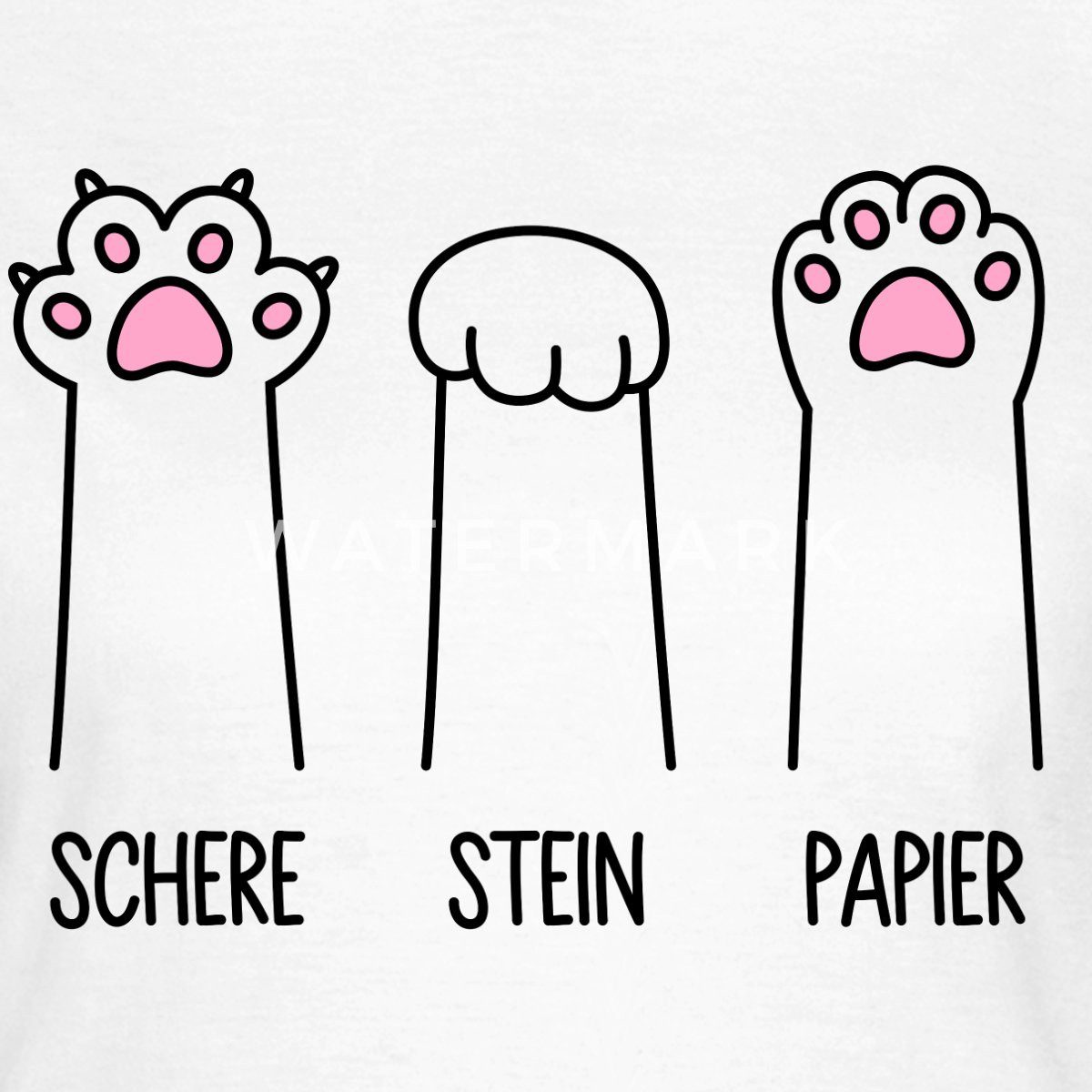Spreadshirt T-Shirt Schere Stein Papier Katzen Pfoten Frauen T-Shirt (1-tlg)