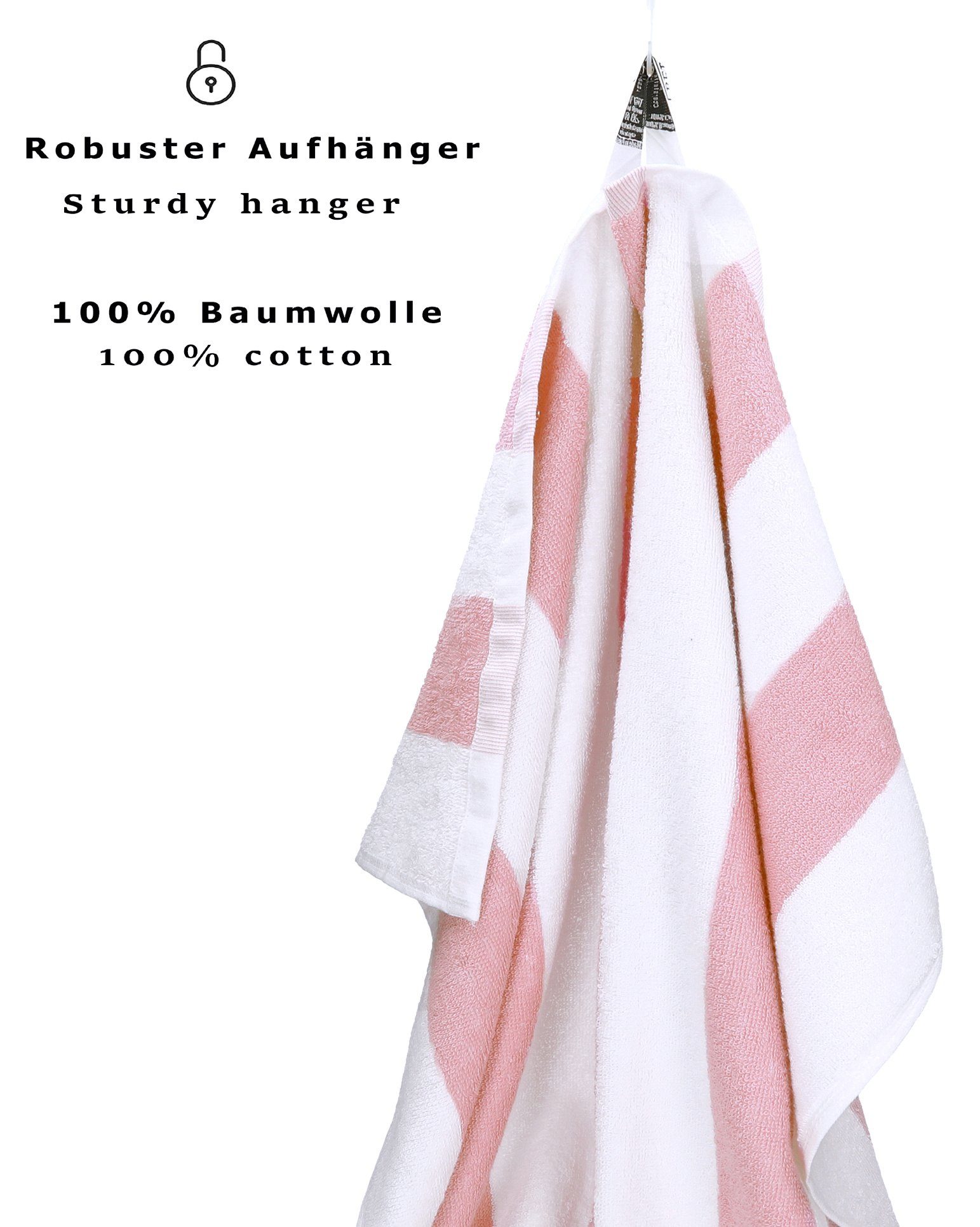 70 Größe XXL x 180 - Streifen 2 Berlin weiß mit cm, 100% Badetücher Betz Saunatuch lotus Stück Baumwolle