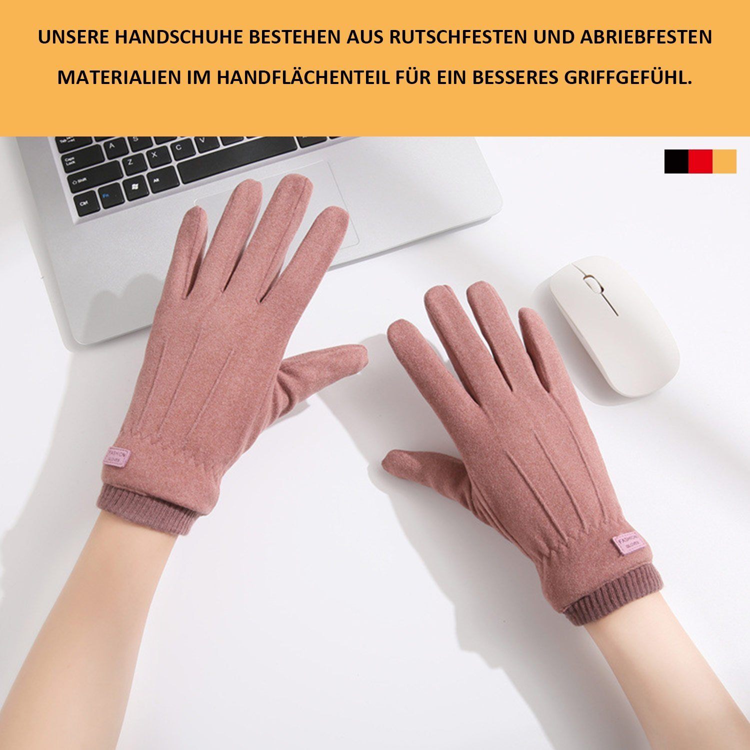 Fleecehandschuhe Damen Schwarz Touchscreen Handschuhe Winter Warm MAGICSHE