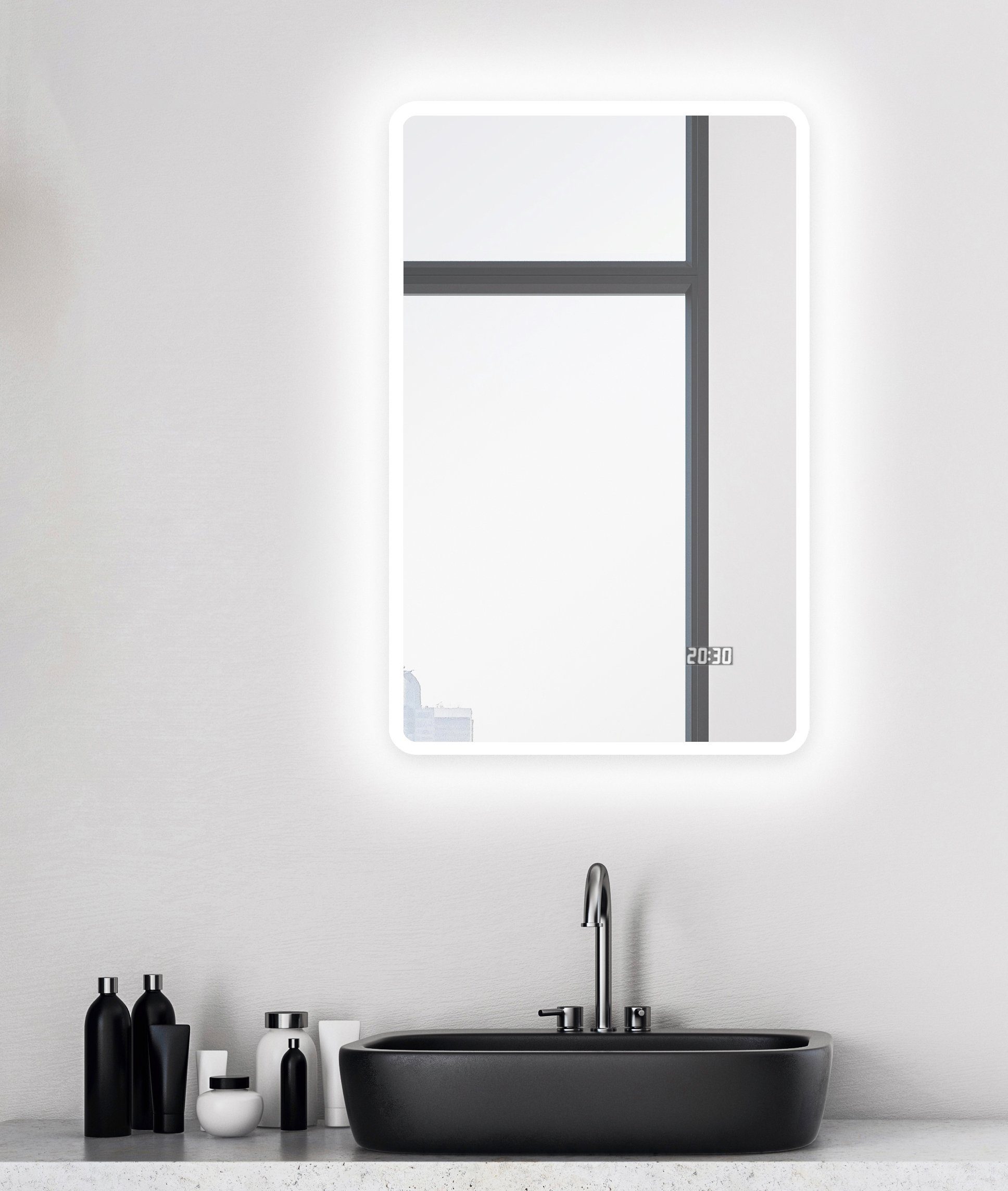 Talos Badspiegel cm, 45x70 energiesparend, Sun, Digitaluhr mit BxH