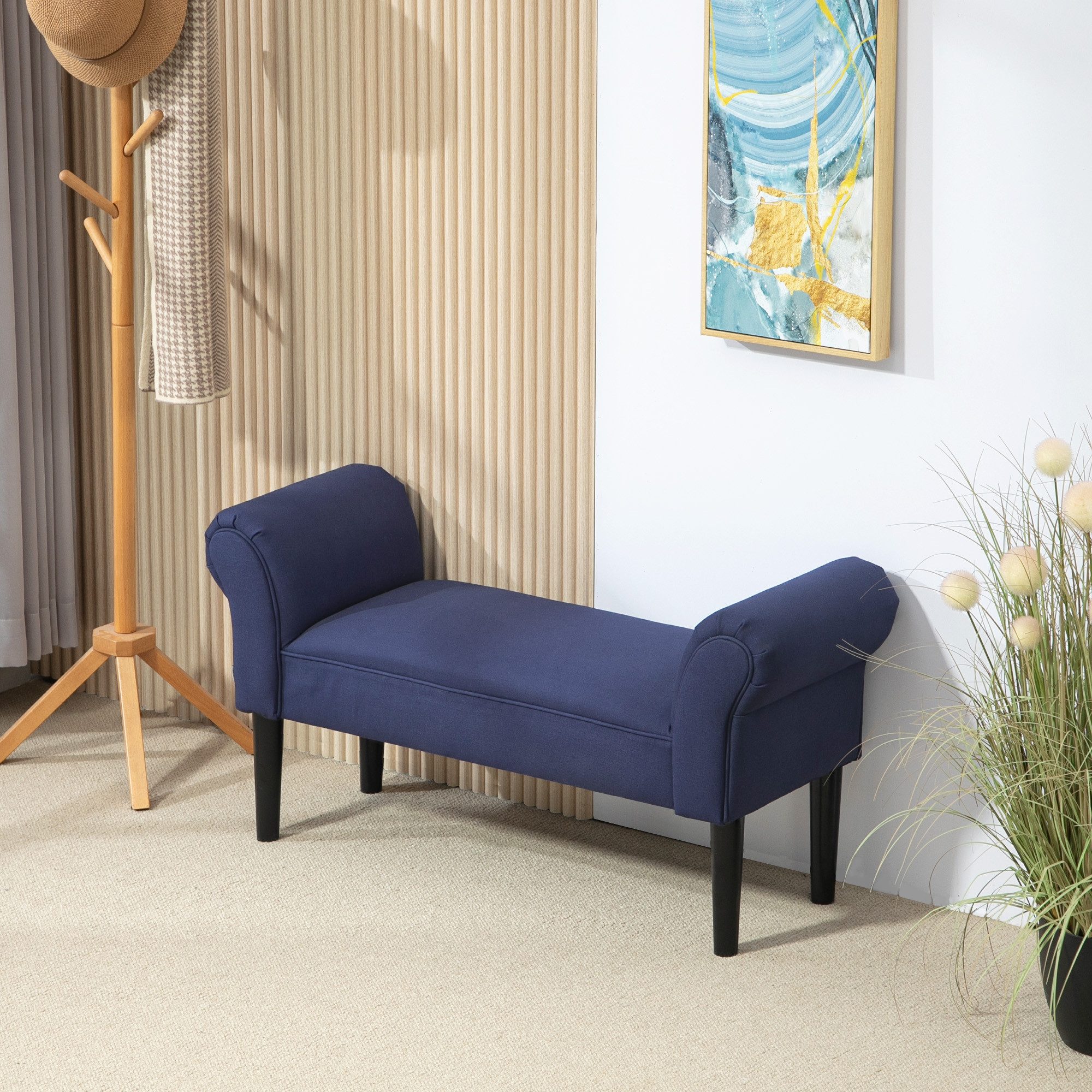 HOMCOM Polsterbank Bettbank, Polsterbank (Sitzbank, 1-St., Flurbank), Segelstoff, Blau, 102 x 36 x 51 cm