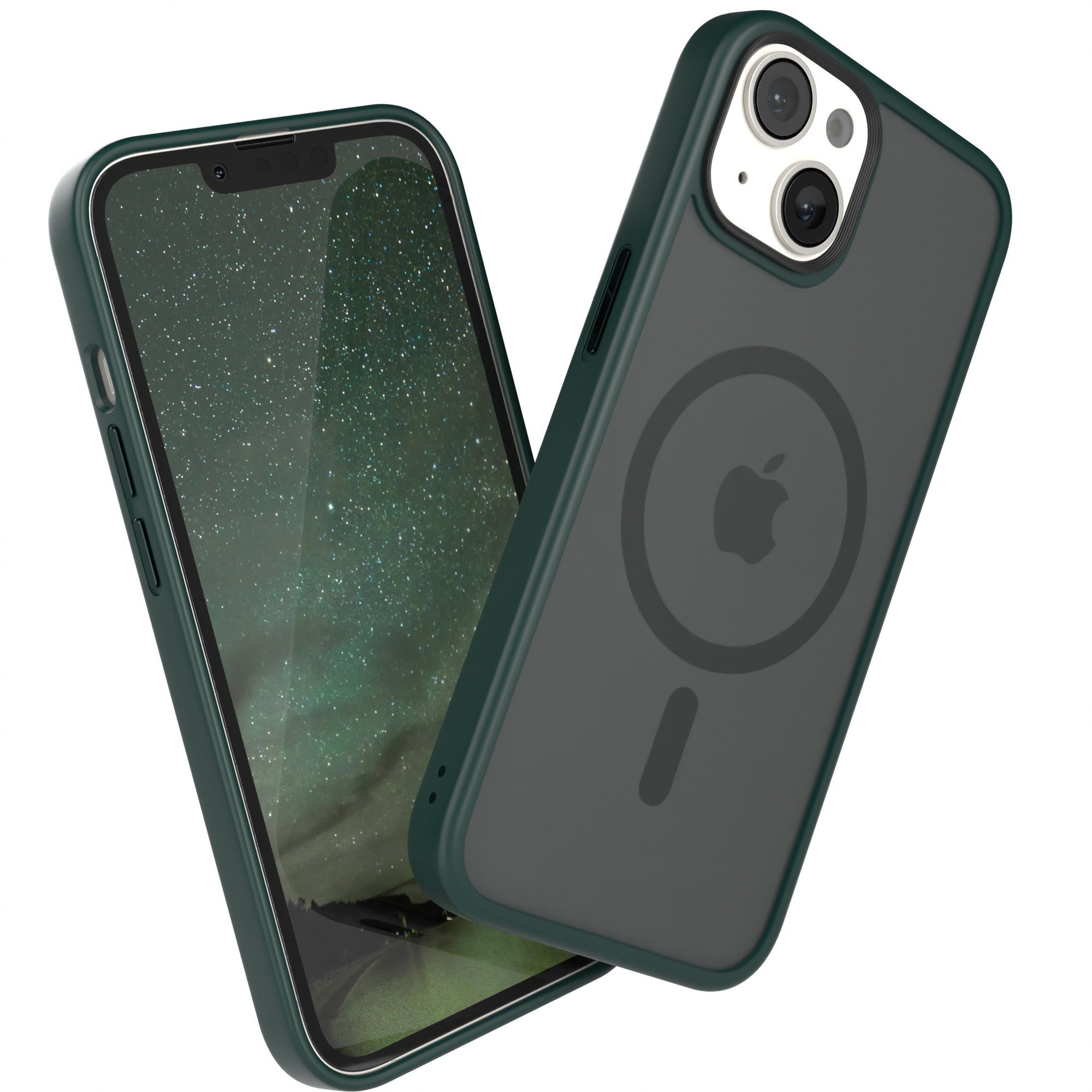 EAZY CASE Handyhülle Outdoor Case MagSafe für Apple iPhone 14, Backcover Tasche Case Schutzhülle mit Kameraschutz Bumper Dunkel Grün