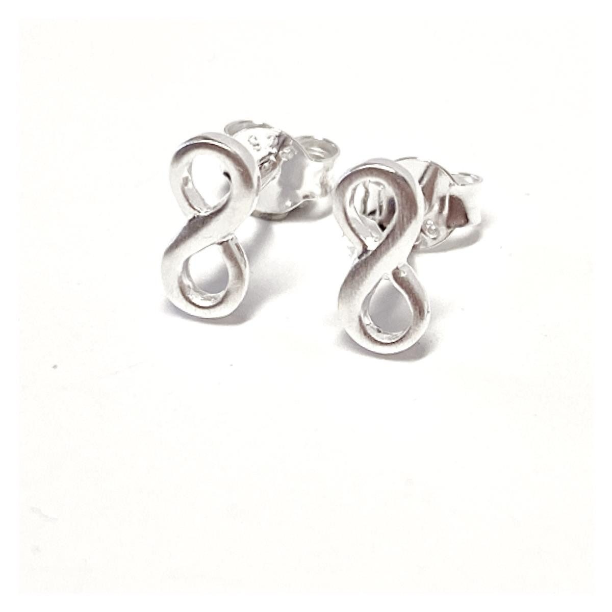 Ohrstecker-Set kleine Ohrstecker als Unendlichkeitsacht in 925 Silber teilw. matt