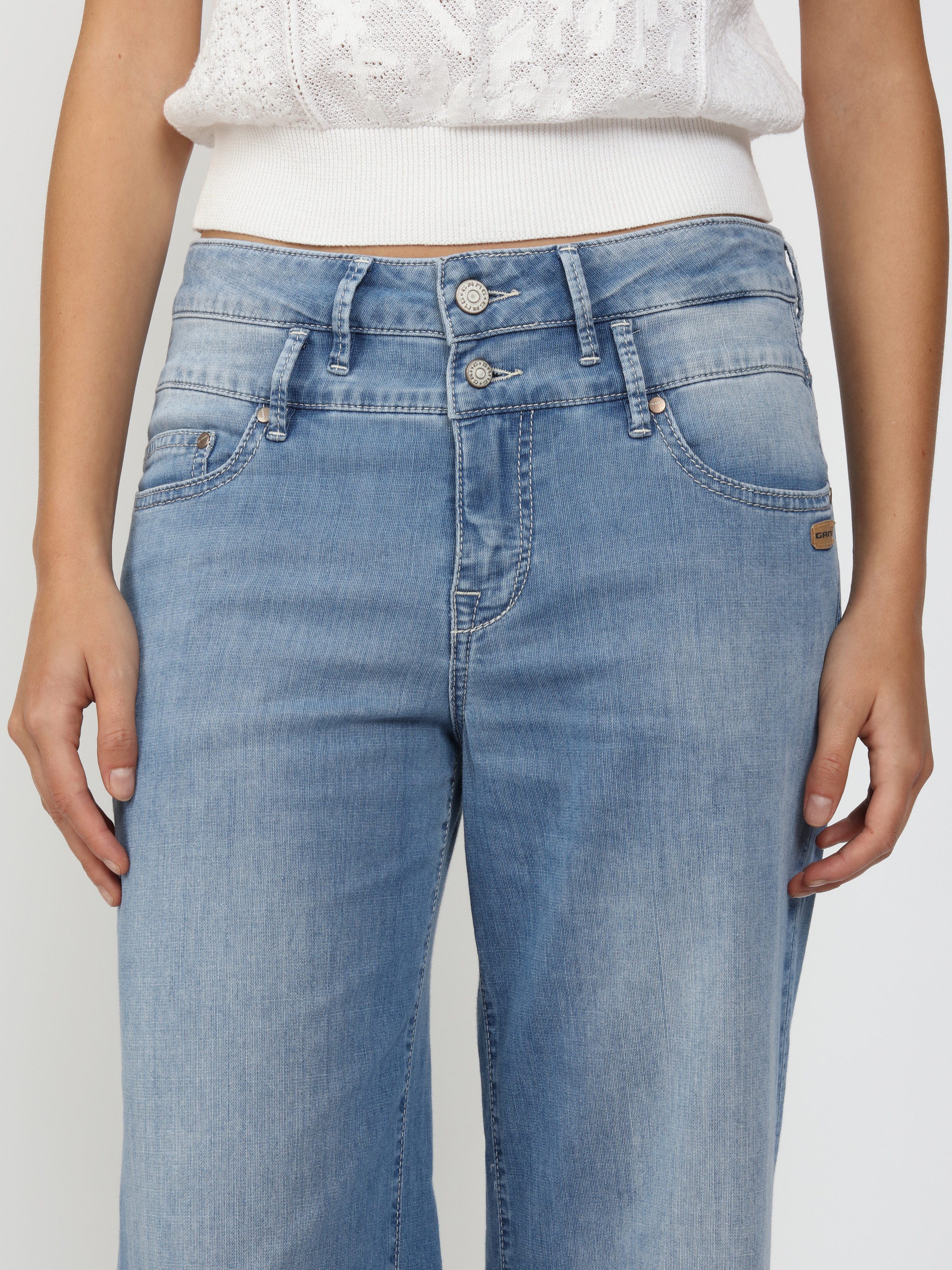 GANG Weite Jeans 94CARA Light Denim mit Doppelbund – Bild 4 von 5