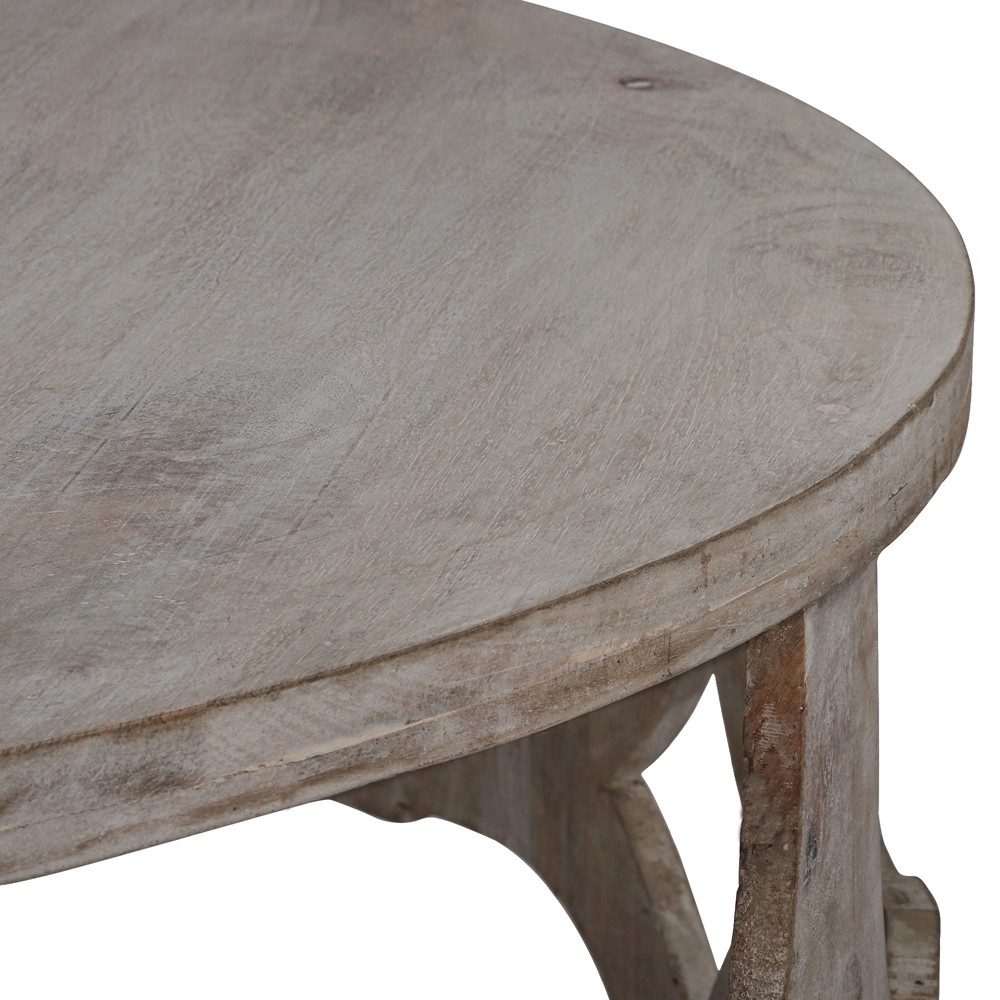 WOMO-DESIGN Couchtisch Beistelltisch handgefertigt aus Massivholz Sofatisch Wohnzimmertisch, Kaffeetisch Asmara rund Natur Unikat Vintage Design Holztisch