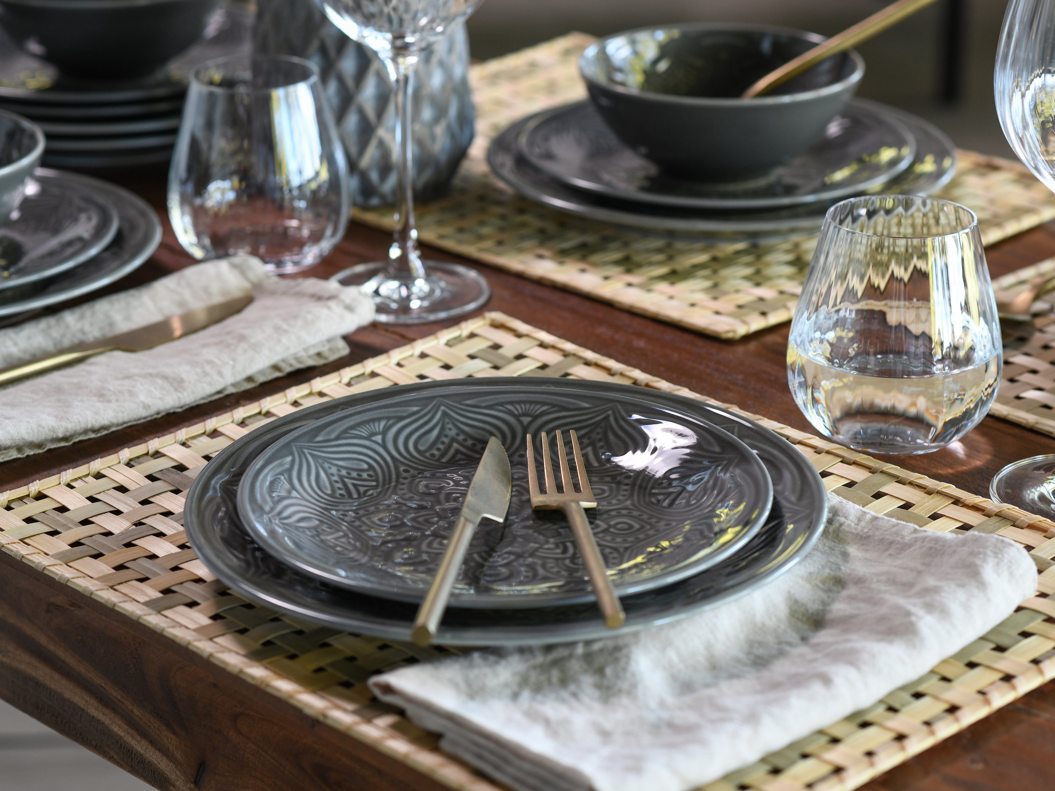 CreaTable Teller-Set Orient Mandala (18-tlg), 6 Personen, Porzellan, Teller Set, Speiseteller, Dessertteller und Schalen im Set