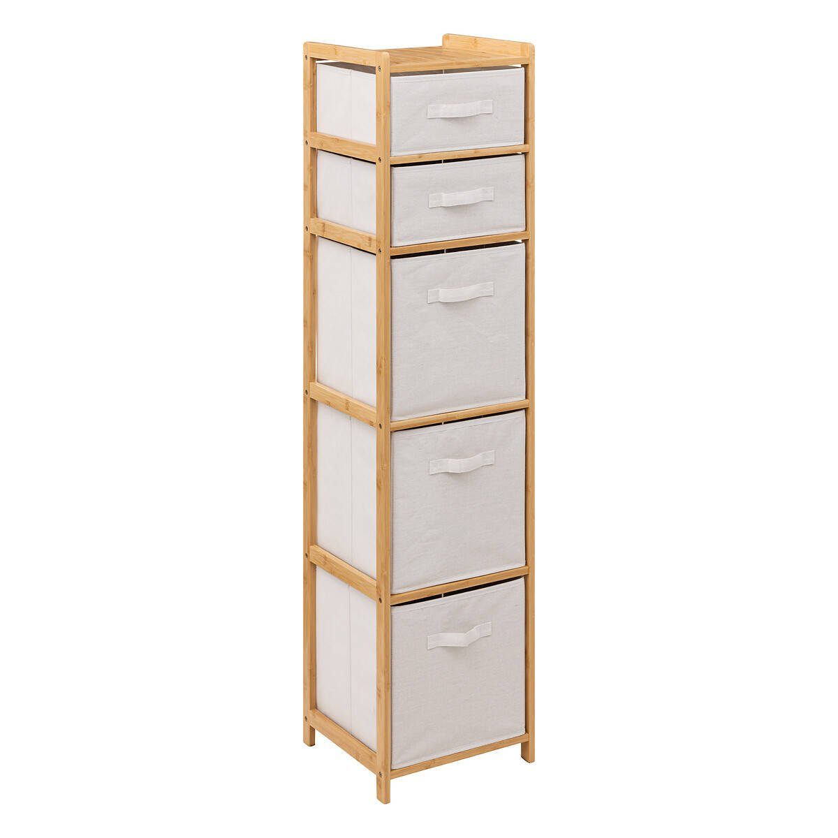 5five Simply Smart Badregal Bambusregal TIDY mit 5 Stoffkörben, hoch, H. 144,3 cm