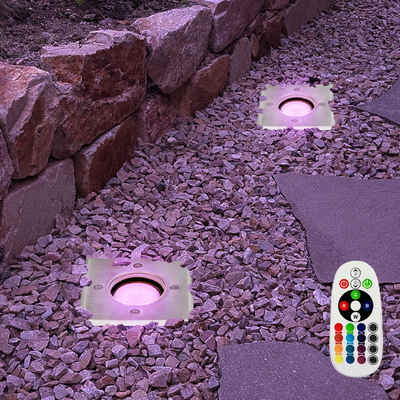 etc-shop LED Einbaustrahler, Leuchtmittel inklusive, Warmweiß, Farbwechsel, 2er Set Außen Leuchten Boden Garten Einbau Strahler