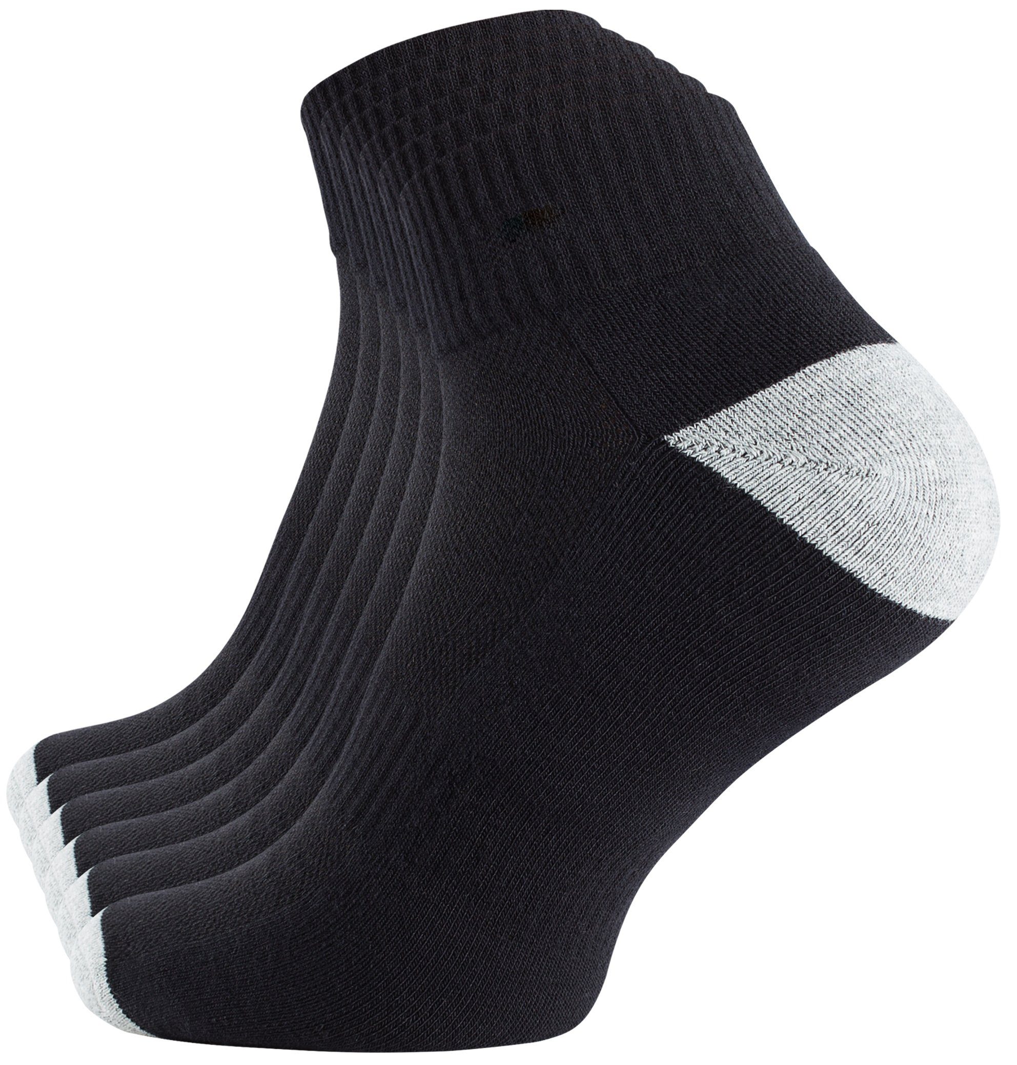 Stark Soul® Sportsocken Quarter Socken-Sportsocken mit Mesh-Strick und Frotteesole 6 Paar Schwarz-Grau