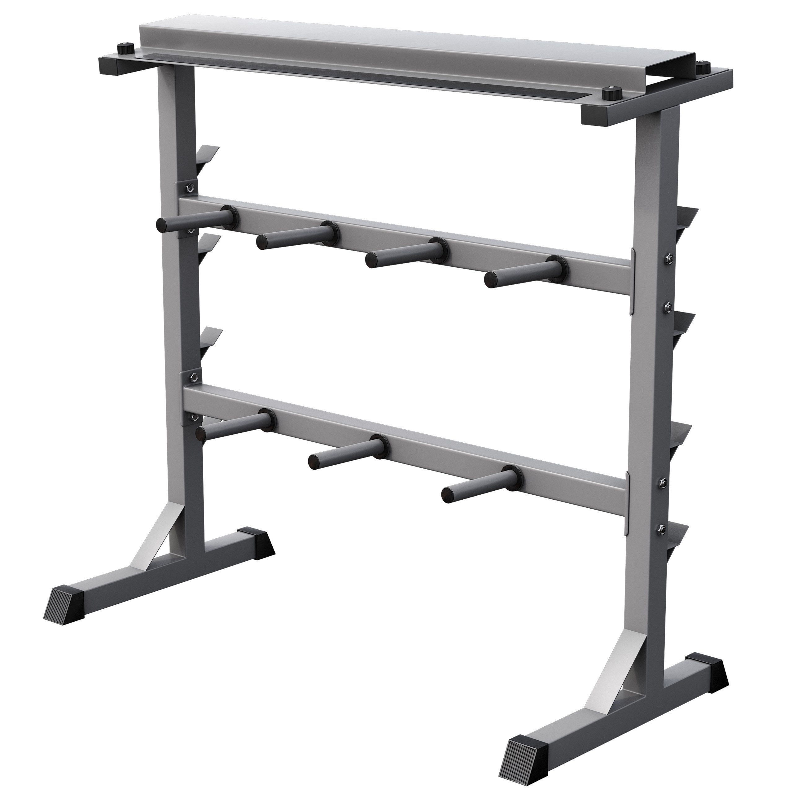 Langhantelständer Hantelablage - 3 Ebenen, 30mm, bis 400 kg, Stahl, Schwarz/Weiß/Silber