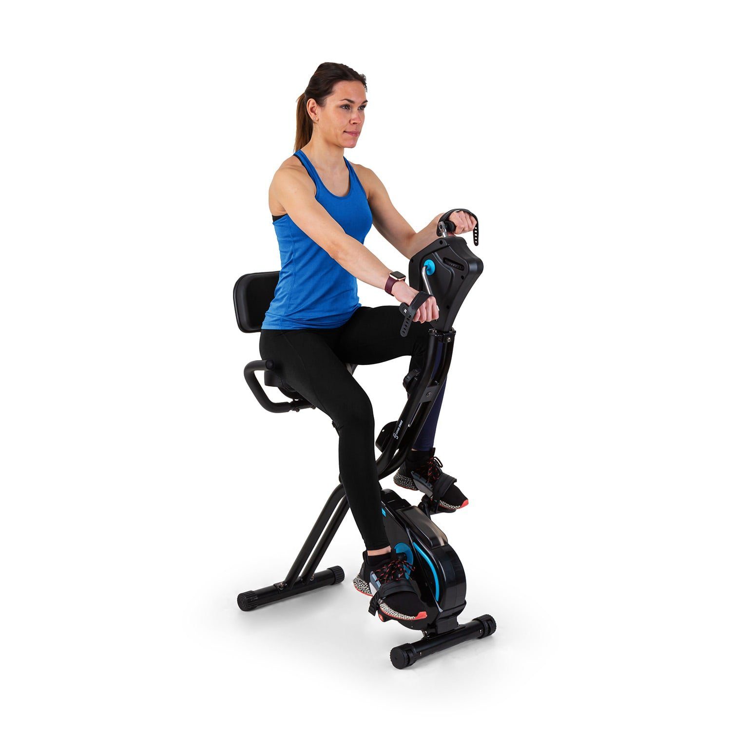 Capital Sports Fahrradtrainer Azura Full Body Comfort Heimtrainer Hand Bike 7,5 kg Schwungmasse Riemenantrieb (Trainingscomputer mit LCD-Display), Standfahrrad Heimtrainer Hometrainer Fahrrad klappbar Cardio Trainingsgerät Ausdauertraining Fitness Fahrrad