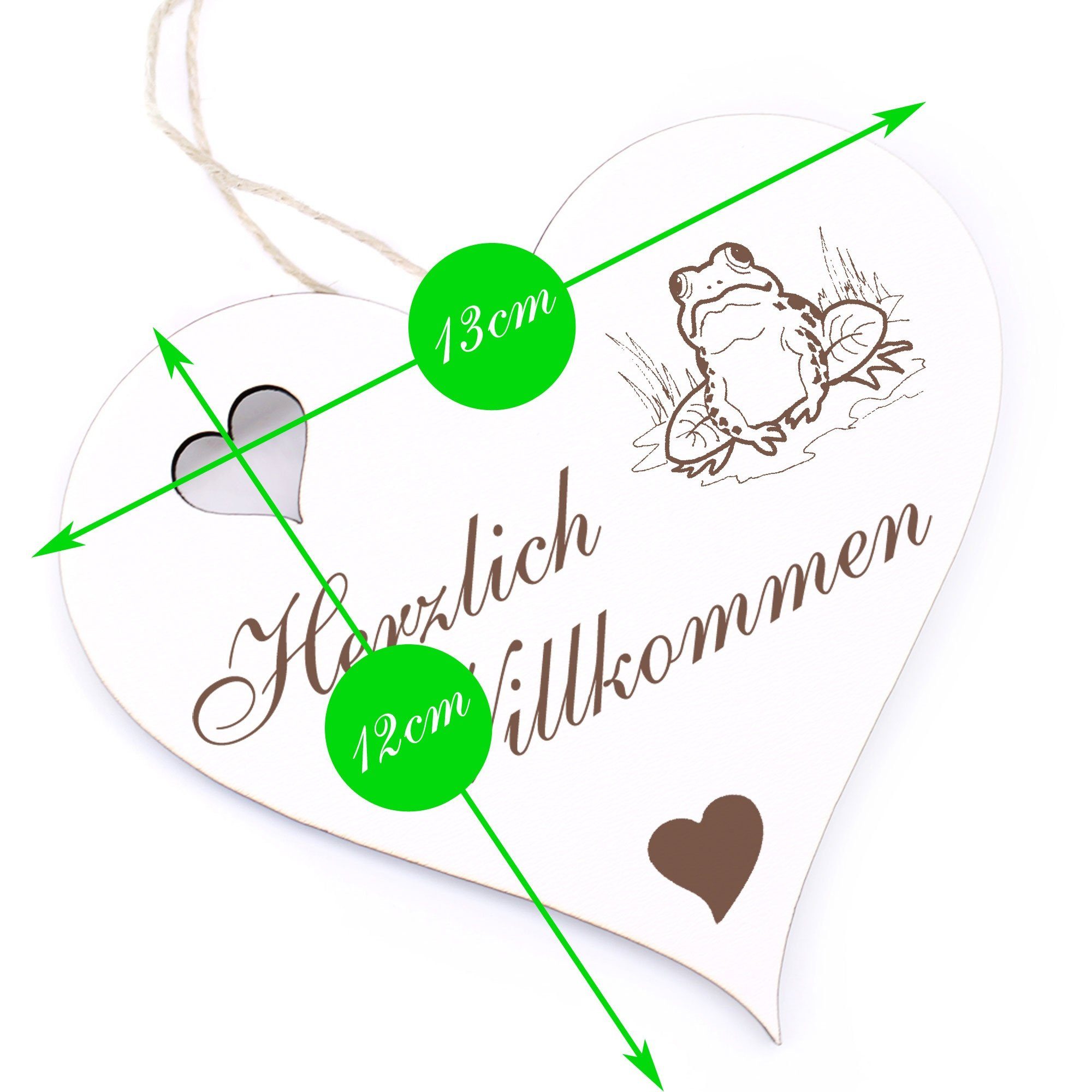 Dekolando Hängedekoration Herzlich Frosch - Willkommen - 13x12cm