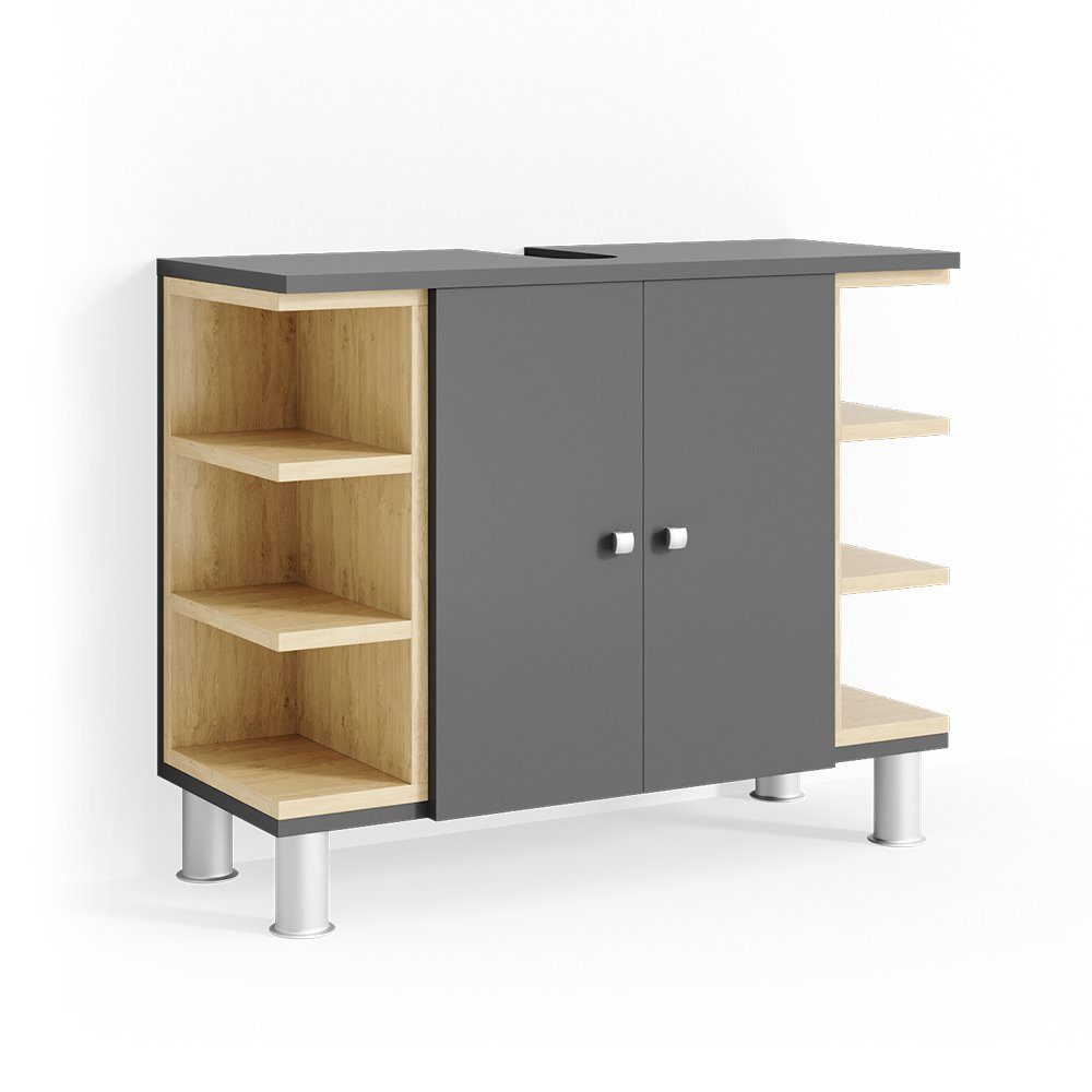 Vicco Waschbeckenunterschrank Aquis Anthrazit/Sonoma 79 x 64 cm günstig online kaufen
