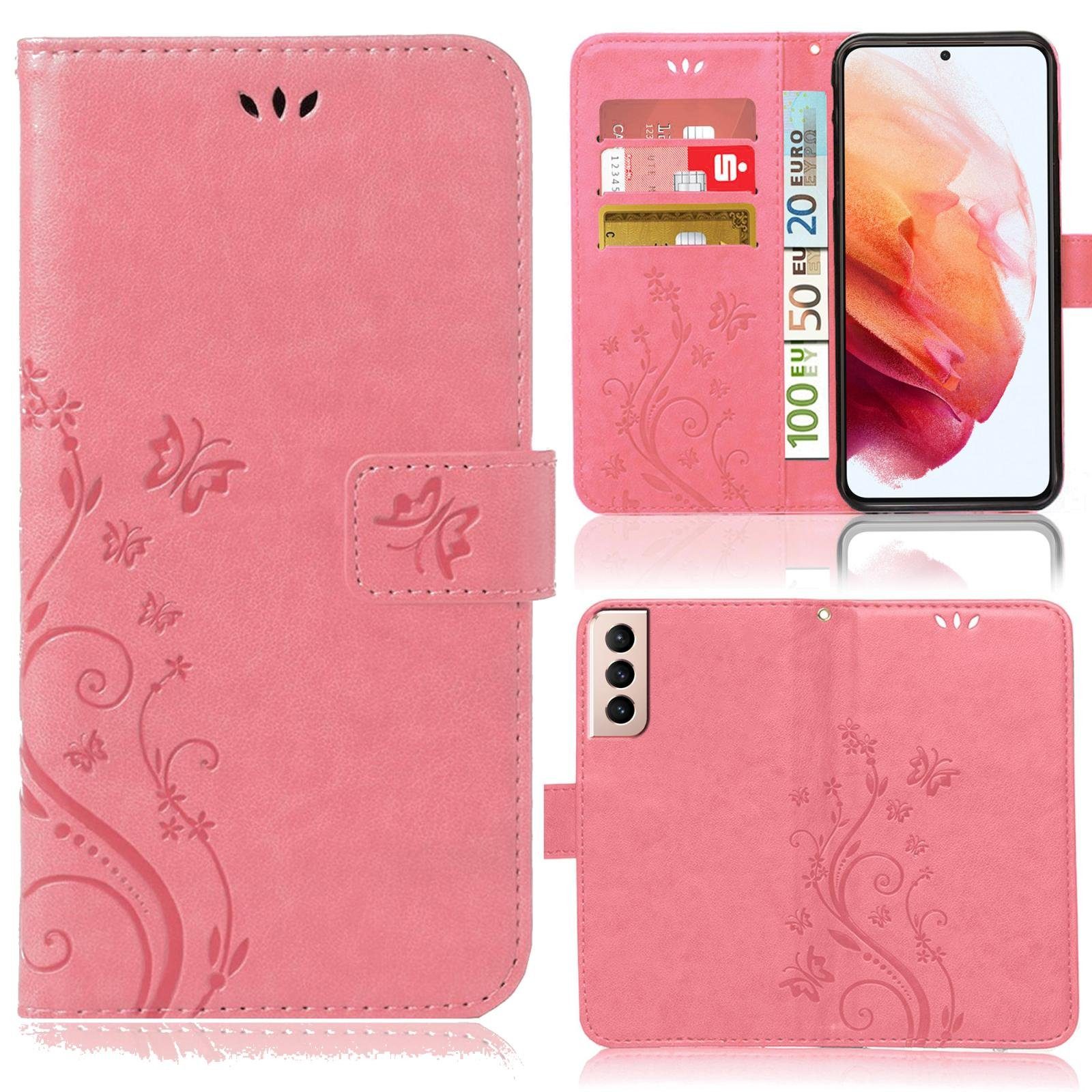 Numerva Handyhülle Bookstyle Flower für Samsung Galaxy S21, Handy Tasche Schutzhülle Klapphülle Flip Cover mit Blumenmuster