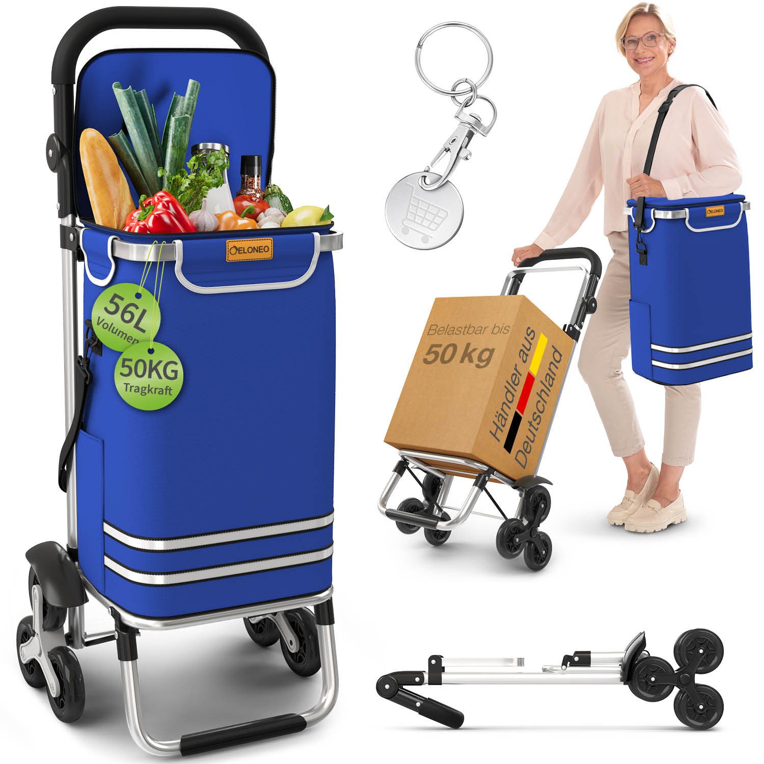 ELONEO Einkaufstrolley ELONEO Einkaufstrolley Treppensteiger, 56L Volumen, günstig online kaufen