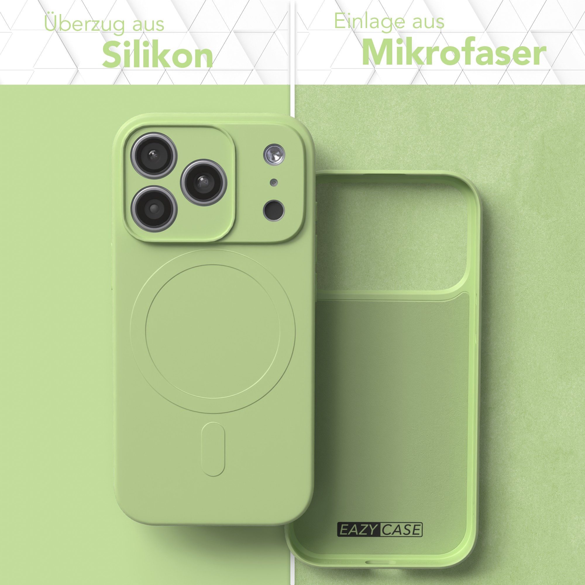 EAZY CASE Handyhülle für Apple iPhone 17 Pro Hülle Silikon 6,3 Zoll, Schutzhülle MagSafe kompatibel Anti-Slip Oberfläche kratzfest Grün