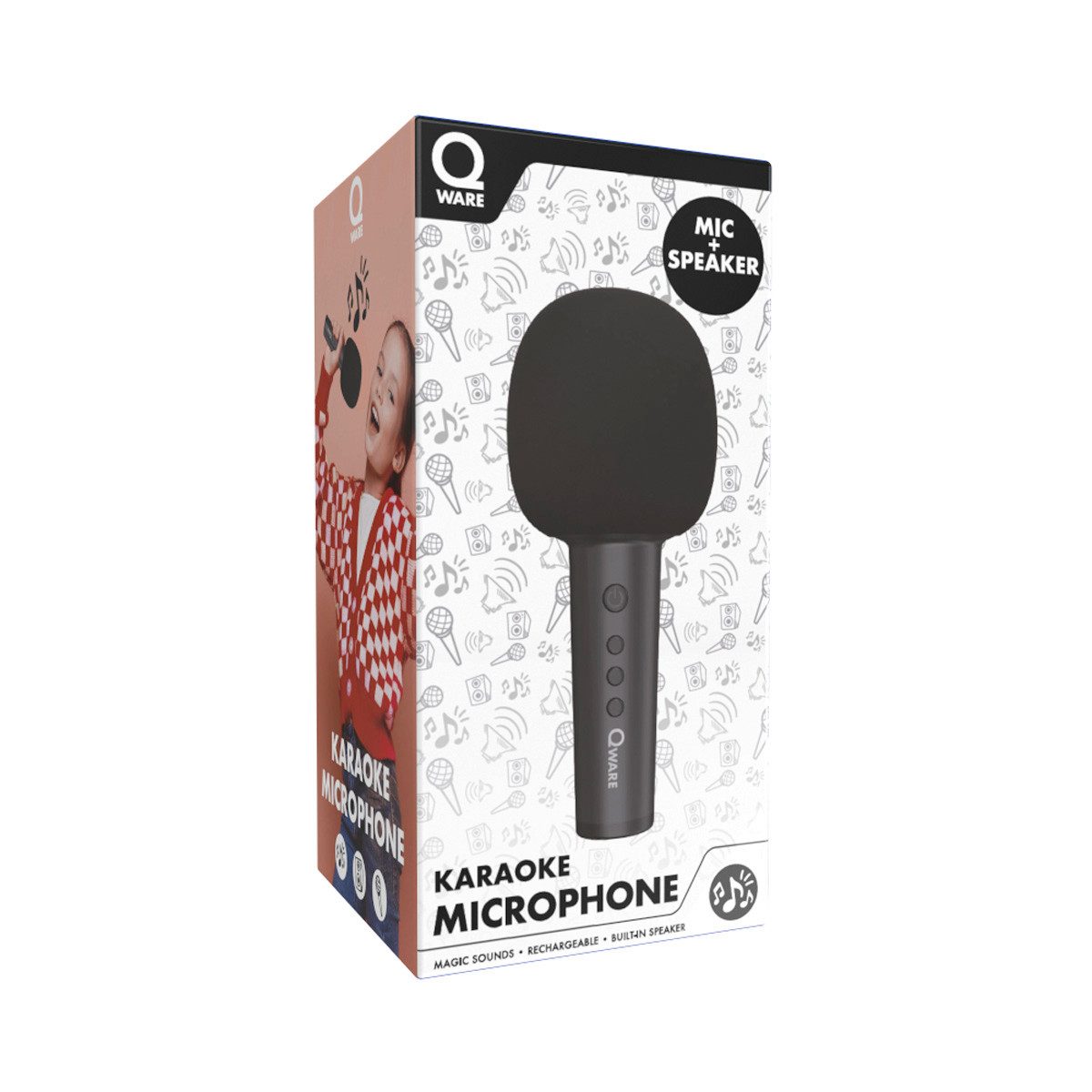 Qware Gaming Mikrofon Kabelloses Karaoke Mikrofon mit Bluetooth & Lautsprecher – Bild 4 von 4