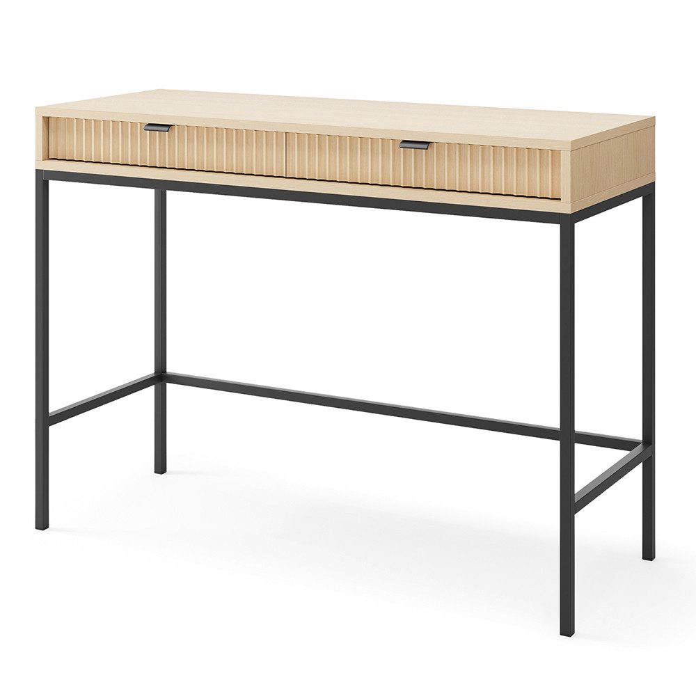 Lomadox Schminktisch NEWCASTLE-160, 104 cm breit, in Eiche, schwarzes Fußgestell