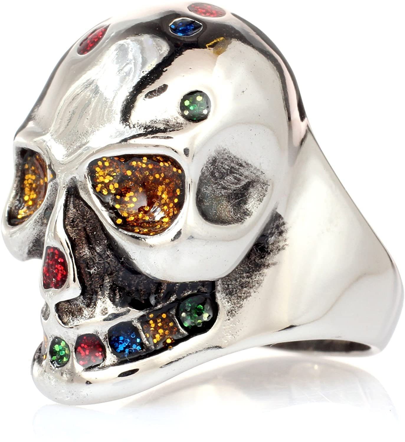 Karisma Fingerring Edelstahl 316L Ring -Totenkopf skull Bunte Farben SRGL-001