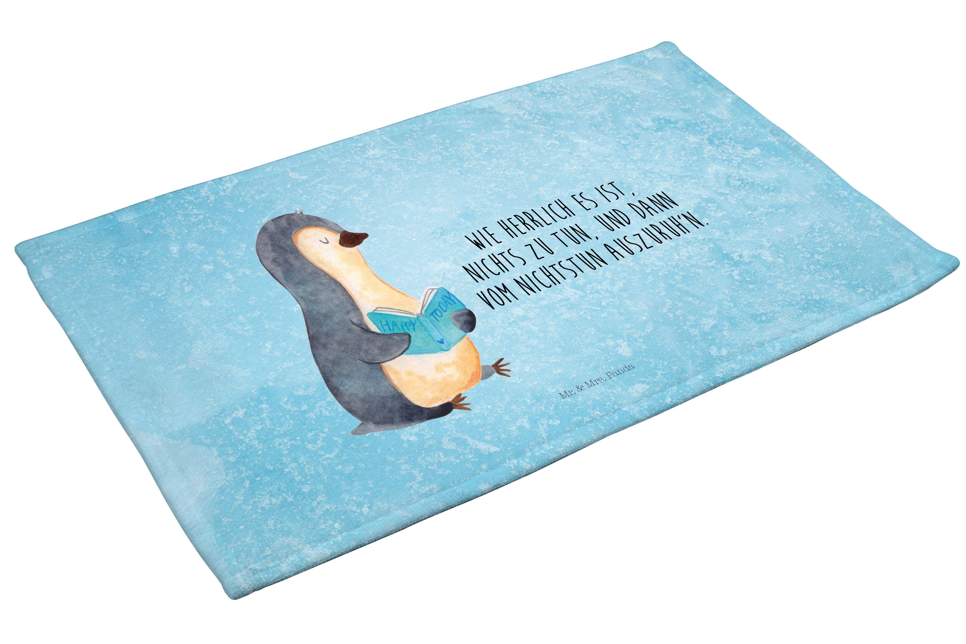 Mr. & Mrs. Panda Lesen, Eisblau - - Bücherwurm, (1-St) Buch Handtuch, Handtuch Pinguin Kinder Geschenk