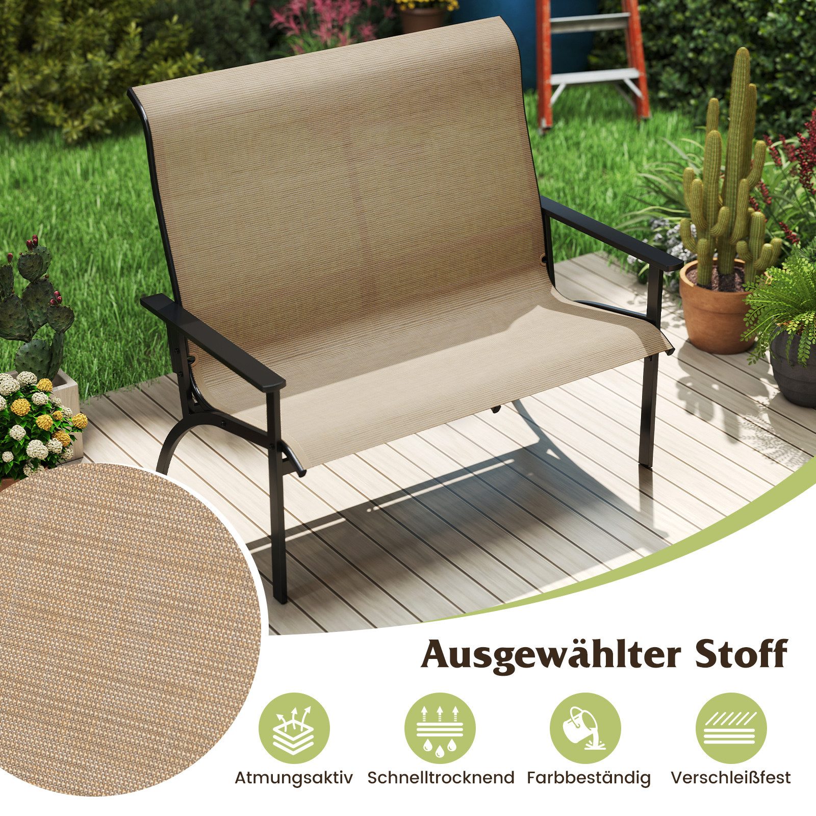 COSTWAY Gartenbank, Adirondack Bank für 2-Personen, mit Rückenlehne, 400kg