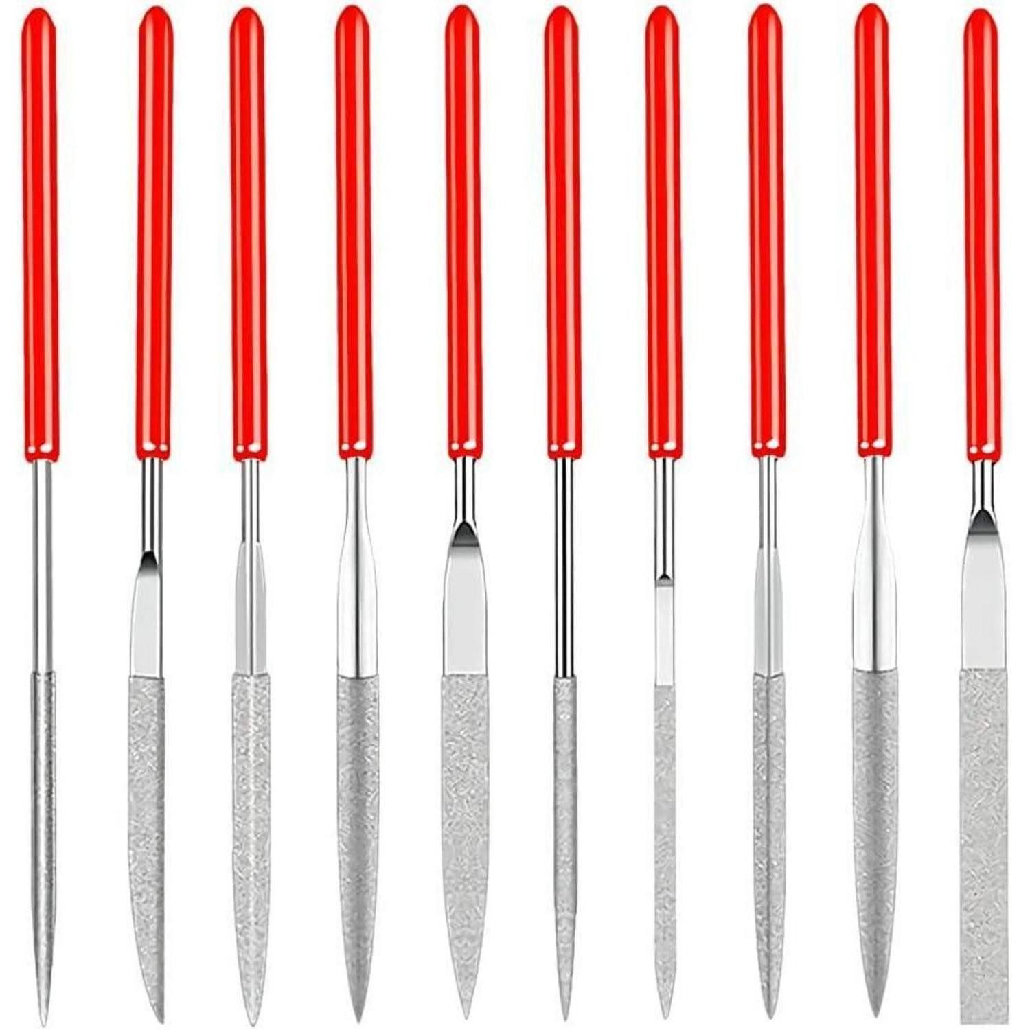 LuxusKollektion Schlüsselfeile Nadelfeilen Set Diamant 10 Stück 2x100 mm Mini für Modellbau