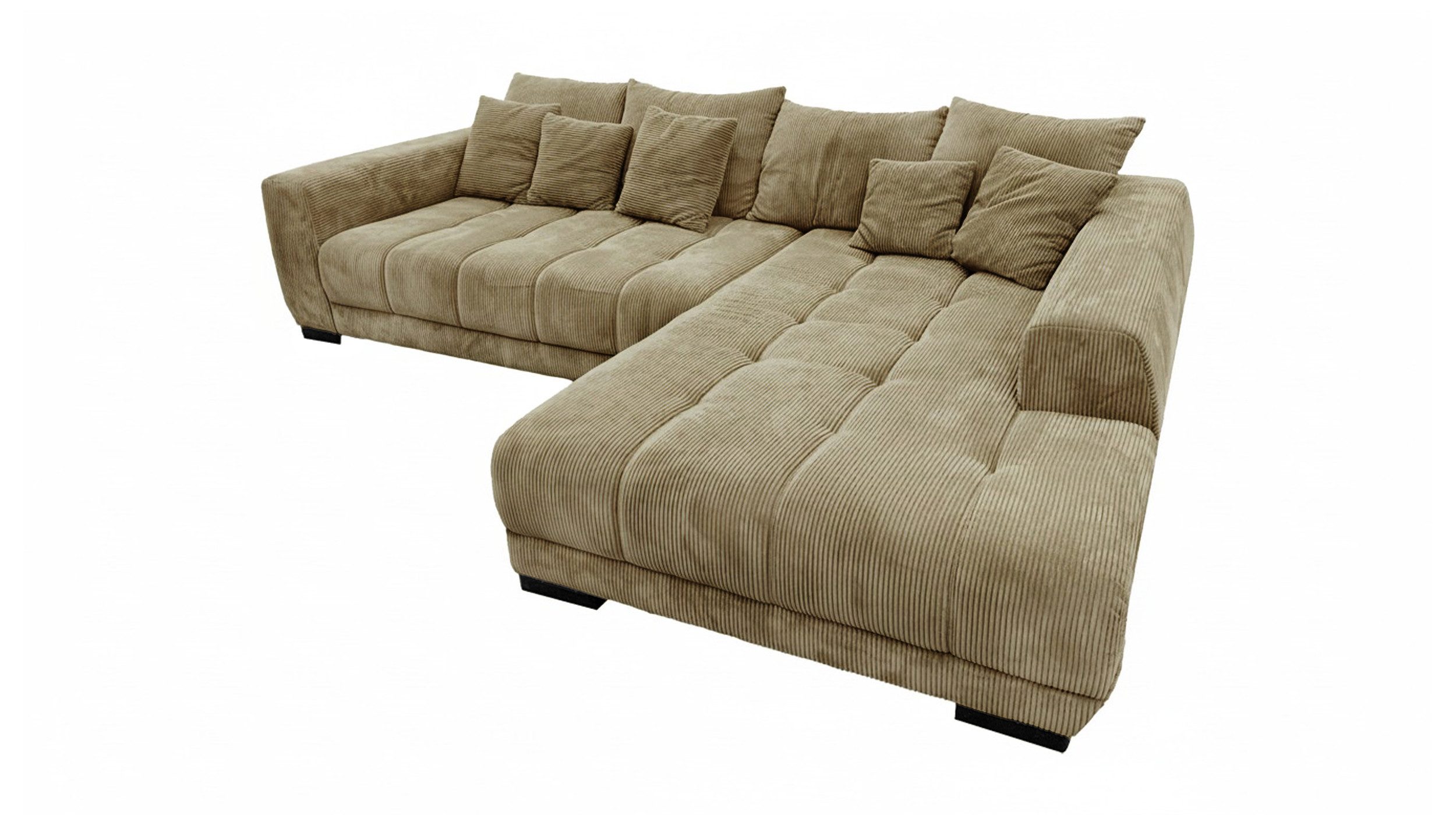 Massivart® Ecksofa Cord 300x215 cm / Nosagfederung / L-Form Cordsofa / ARTEMIS, inkl. Kissen-Set · frei im Raum stellbar – Bild 2 von 5
