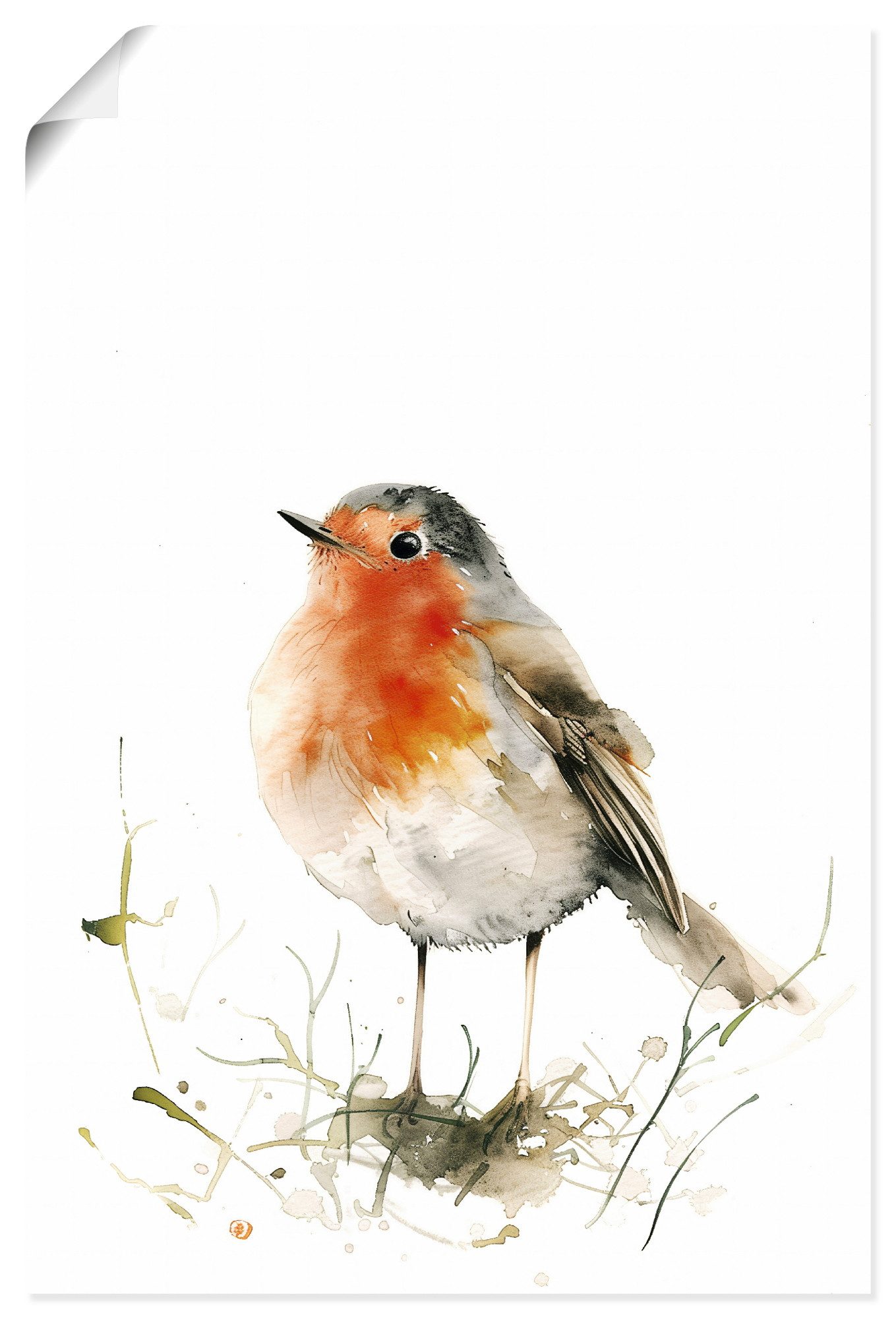 Artland Wandbild Aquarell Rotkehlchen, Vogelbilder (1 St), als Alubild, Leinwandbild, Poster, Wandaufkleber in verschied. Größen