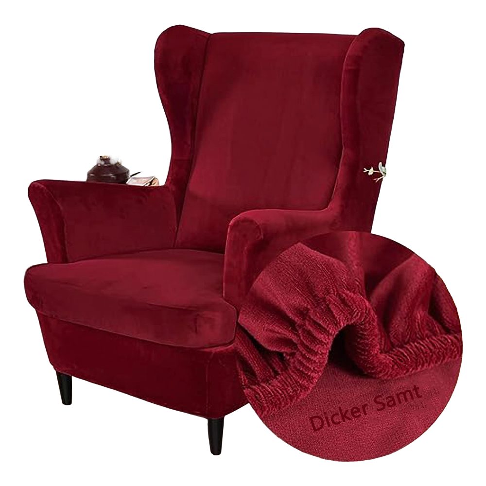 Coonoor Sesselhusse Samt, Stretch, 2-Teilig Ohrensessel Überzug, Relaxsesse günstig online kaufen