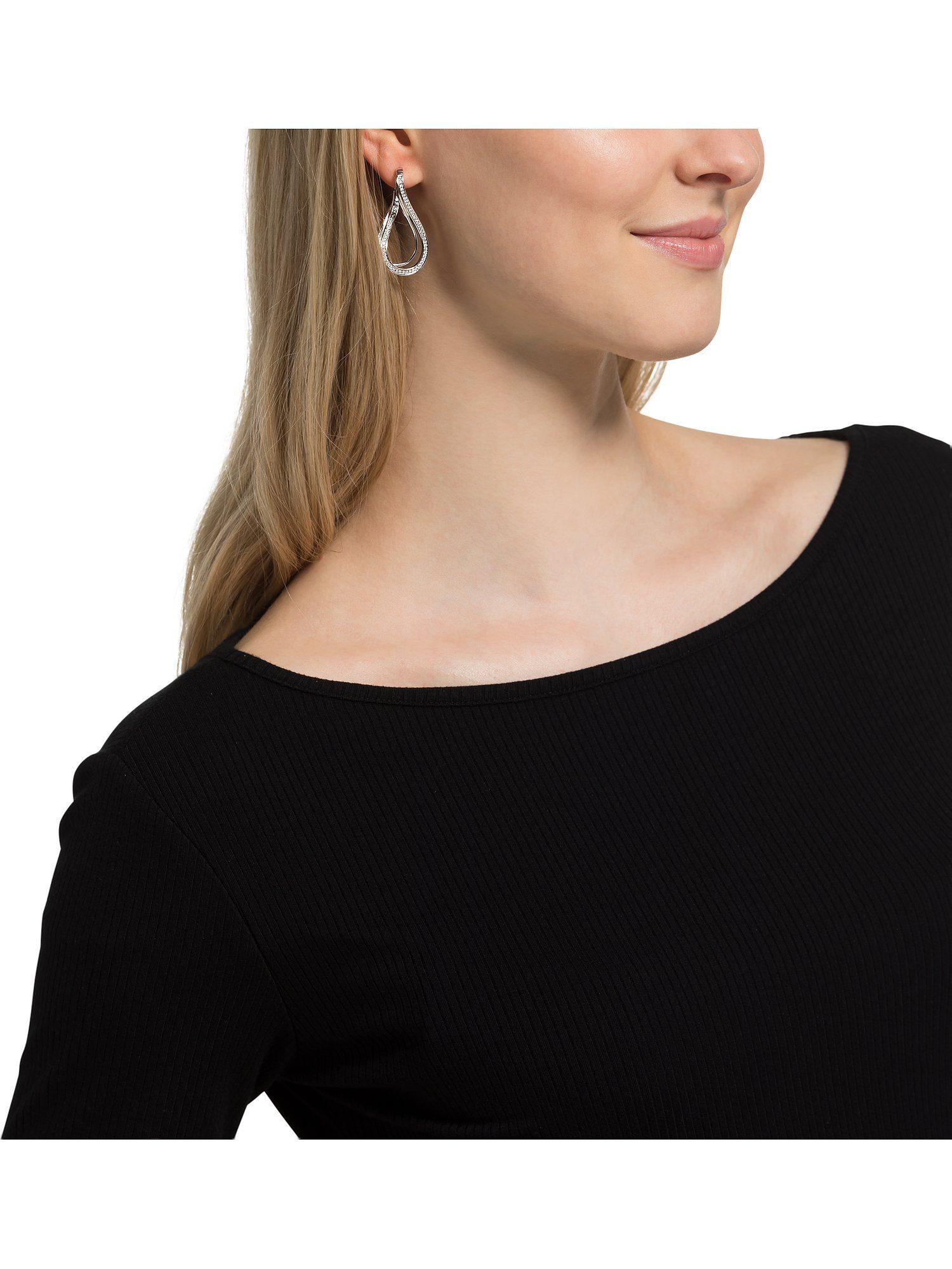 JETTE Paar Creolen JETTE Damen-Creolen 925er Silber 116 Zirkonia (Paar), INFINITY