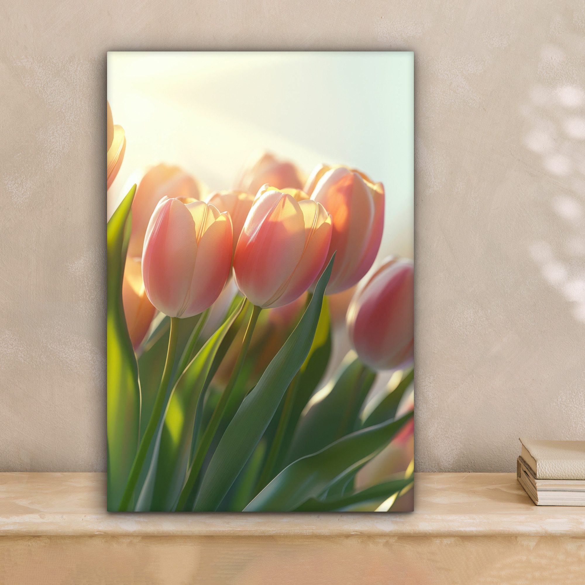 OneMillionCanvasses® Leinwandbild Tulpen - Rosa - Sonnenstrahlen, Fotodruck günstig online kaufen