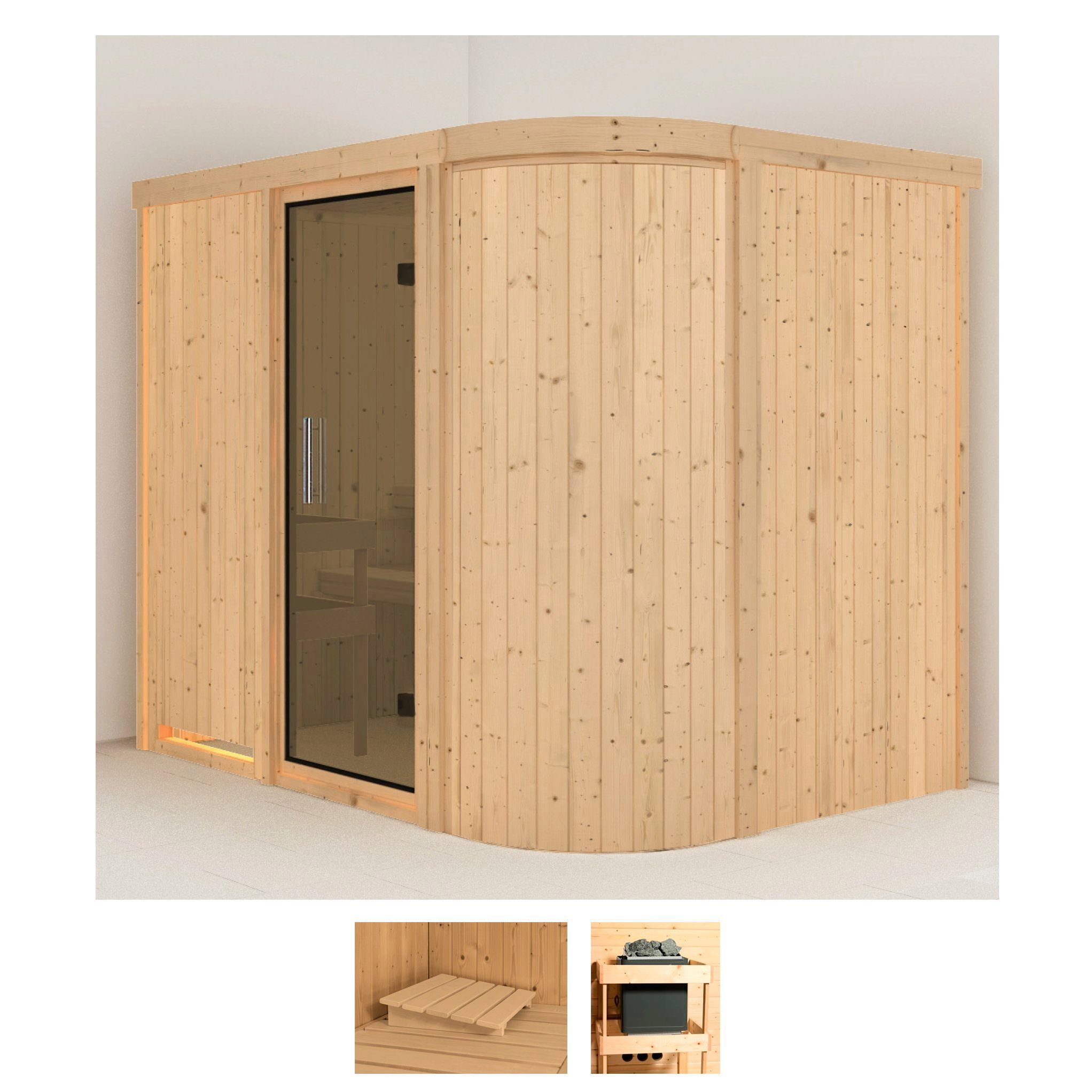 Karibu Sauna Thyra 4, BxTxH: 231 x 170 x 198 cm, 68 mm, (Set) ohne Ofen