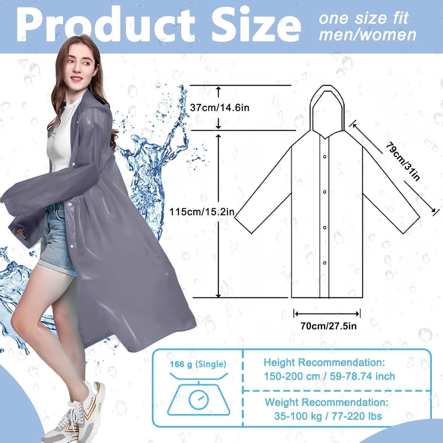 LuxusKollektion Regenmantel Regenponcho Wasserdicht Wiederverwendbar Damen L-5XL Große Größen Grau