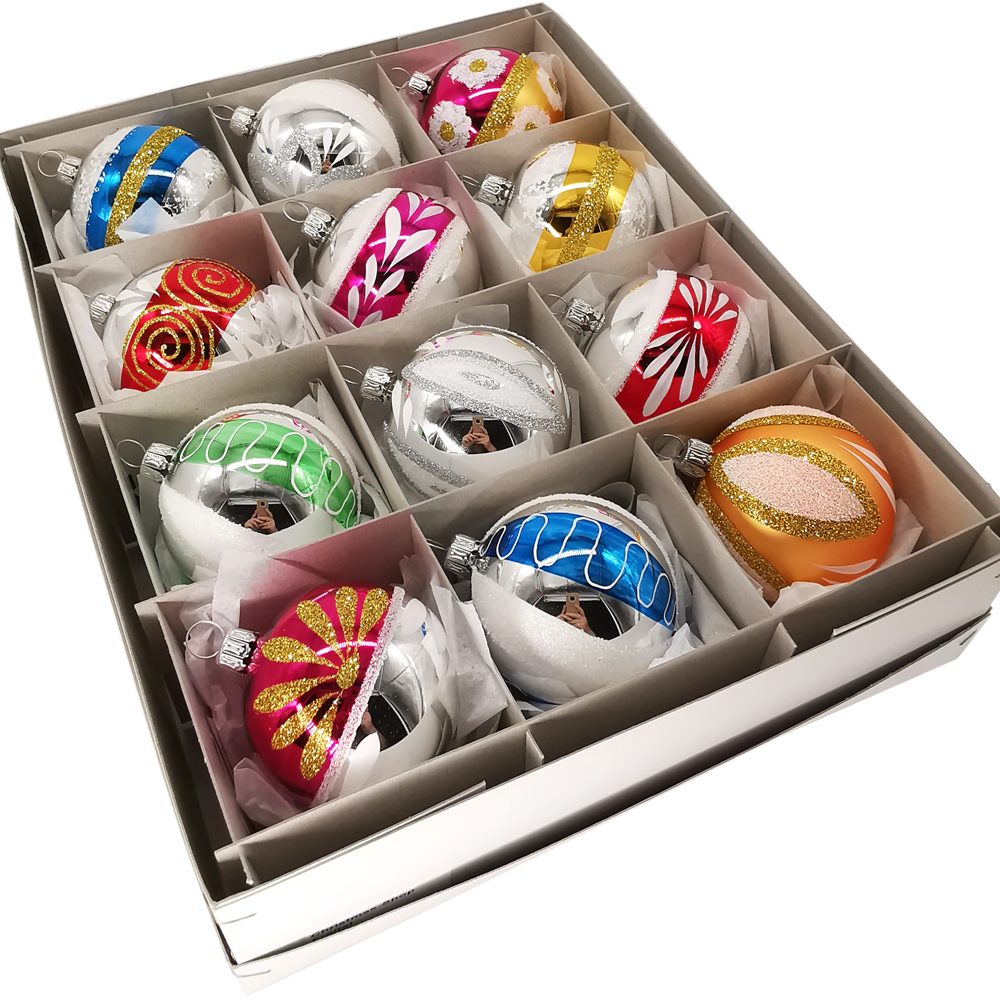 Schatzhauser Weihnachtsbaumkugel altdeutsches Weihnachtskugel-Set Ø6cm (12 St), mundgeblasen, handbemalt