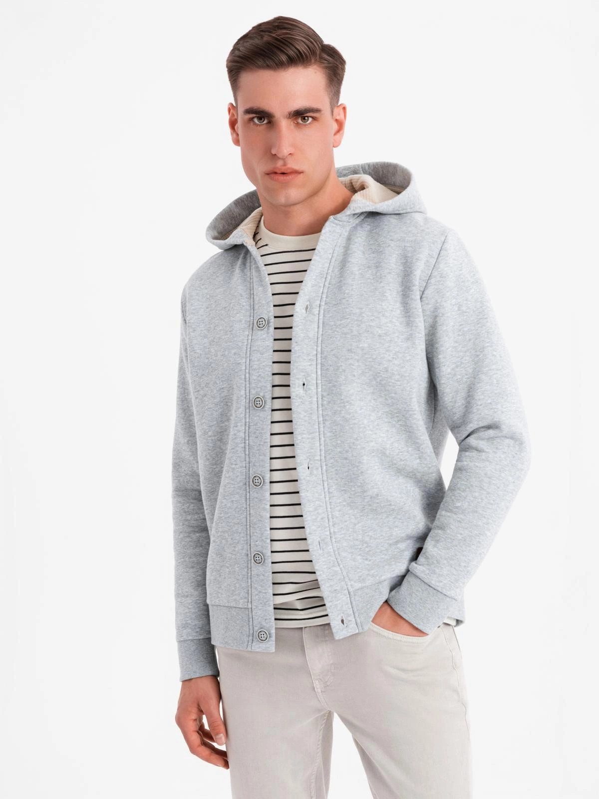 OMBRE Kapuzenpullover Kapuzenpulli mit Knopfleiste günstig online kaufen