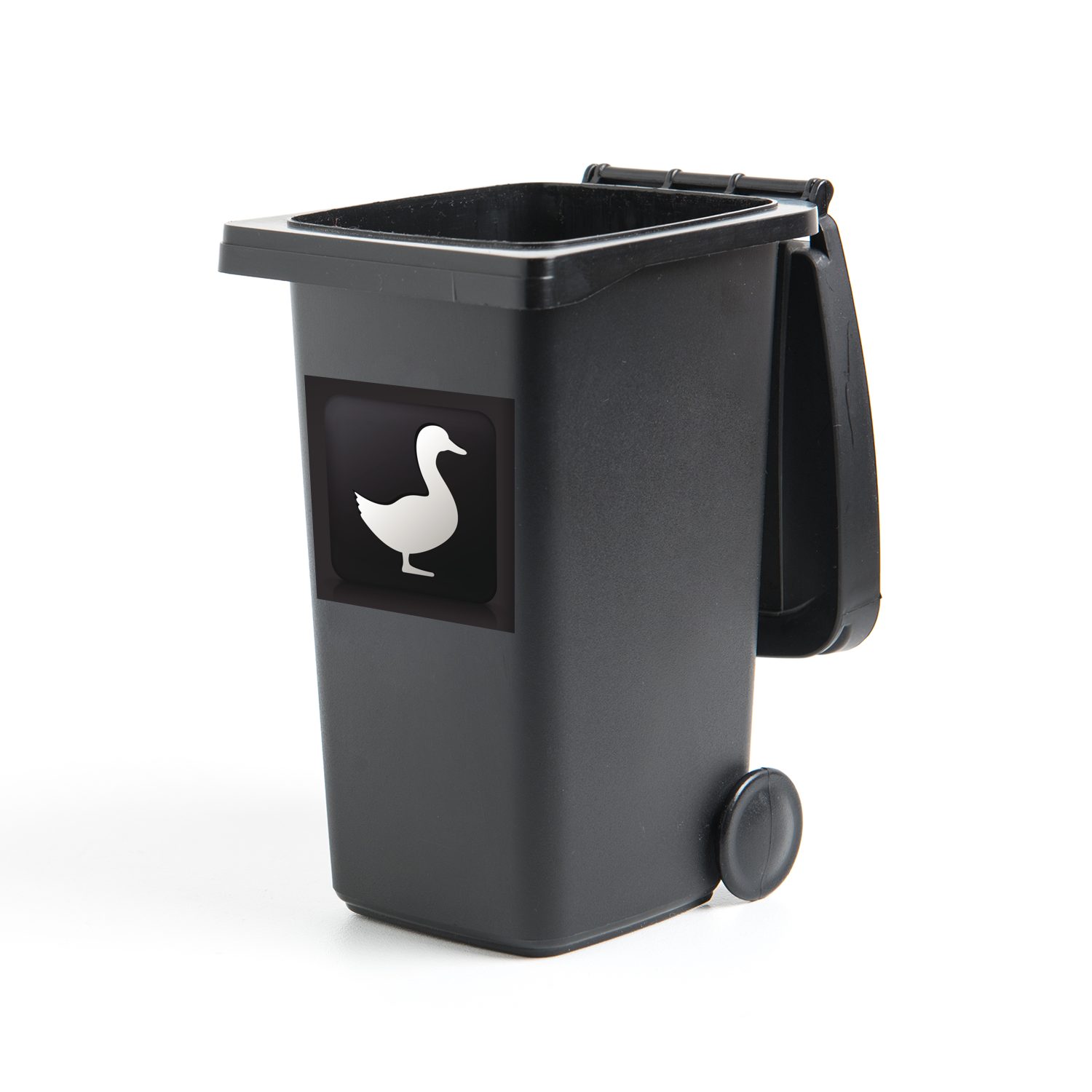 MuchoWow Wandsticker Illustration einer Ente auf schwarzem Hintergrund (1 St), Mülleimer-aufkleber, Mülltonne, Sticker, Container, Abfalbehälter