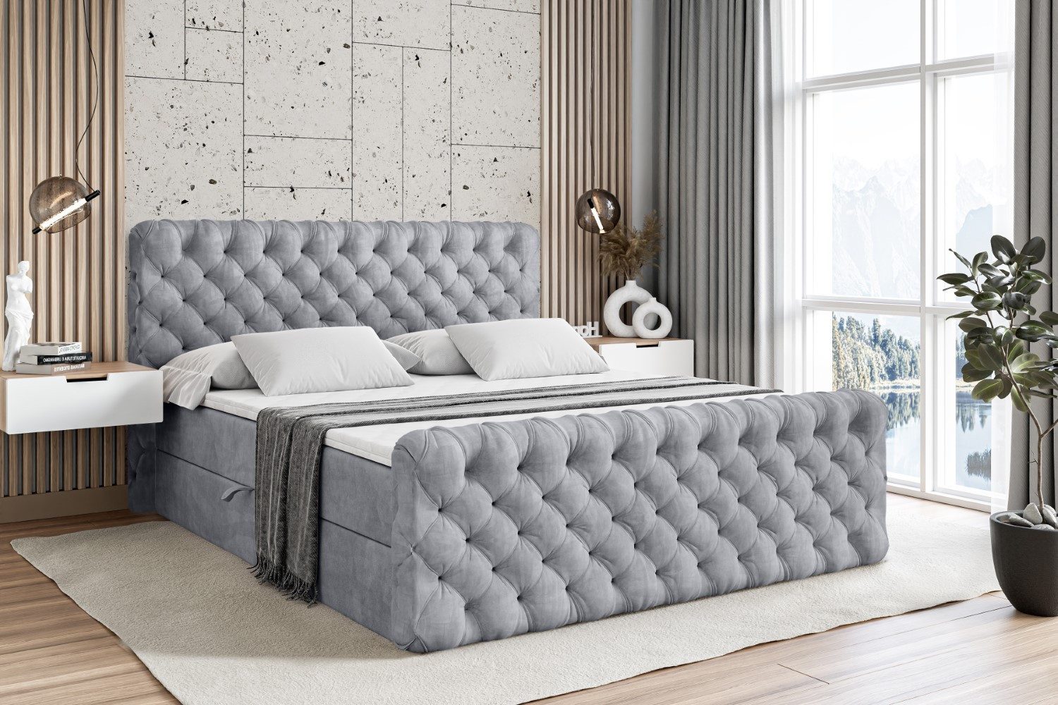 ALTDECOR Boxspringbett BOXI8-Z (Multipocket-Matratze H4, H3 Matratze Bonellfederung, Topper, Kopfteil)