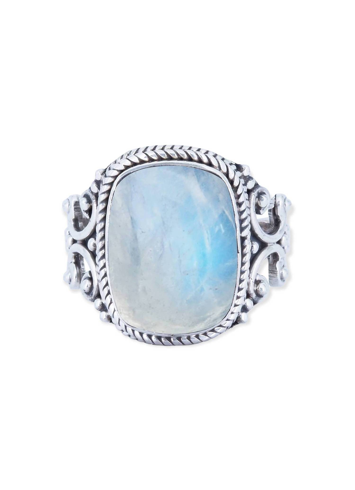 Silberring SERAPANA aus 925 Silber mit Regenbogen Mondstein