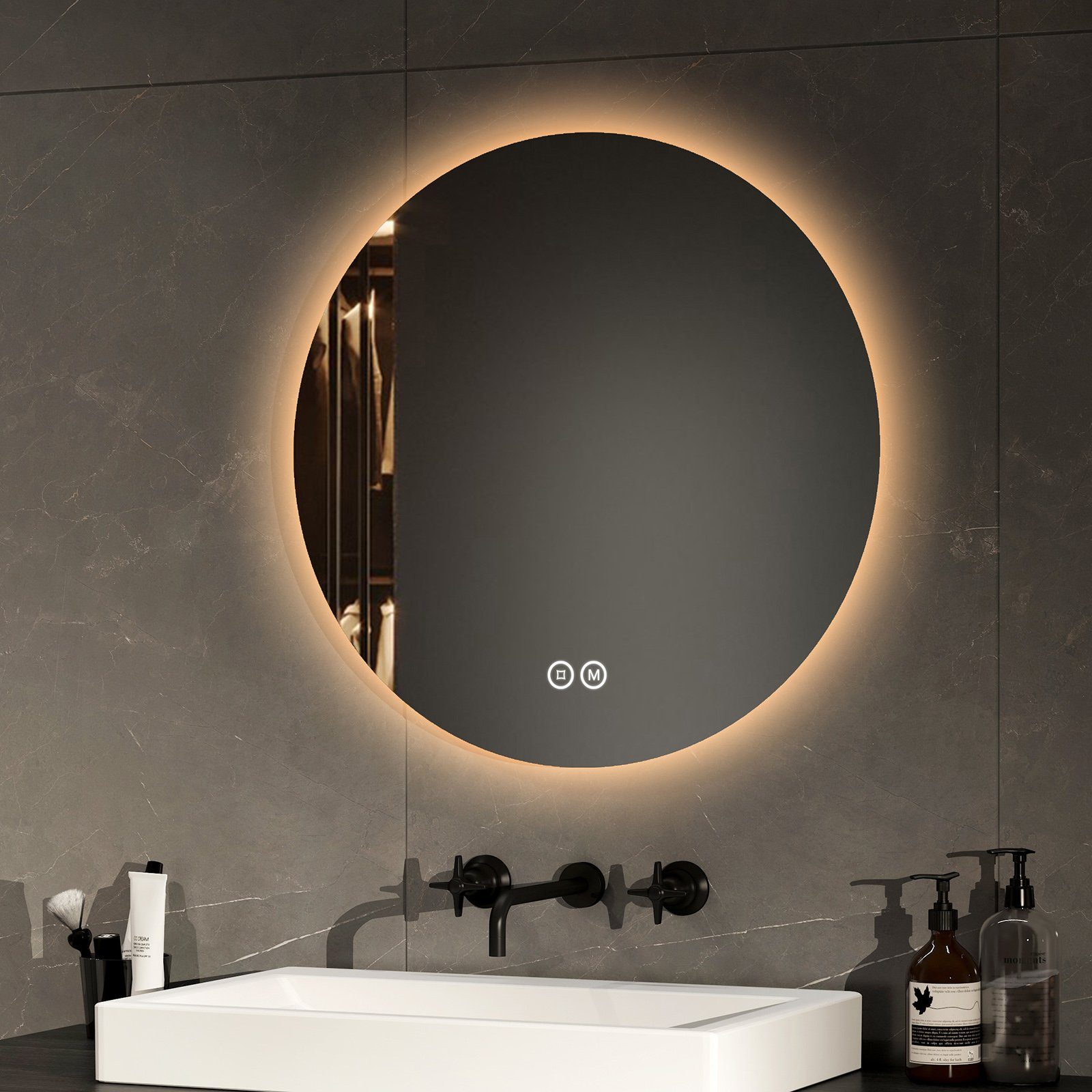 EMKE Badspiegel Badspiegel Rund mit Beleuchtung LED Wandspiegel