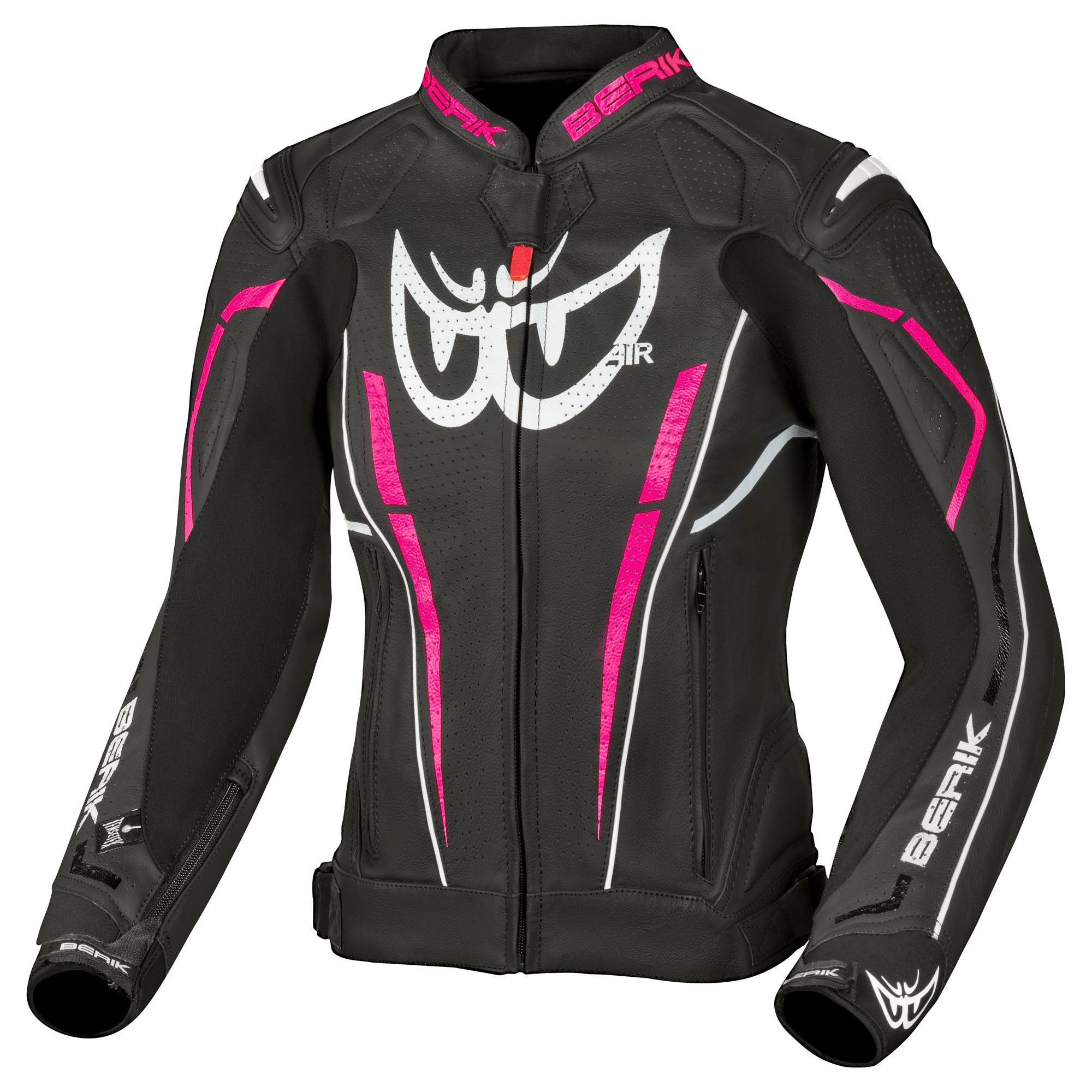 Berik Motorradjacke Fufur Damen Motorrad Lederjacke Verbindungsreißverschluss,Ellenbogenprotektoren enthalten,perfori