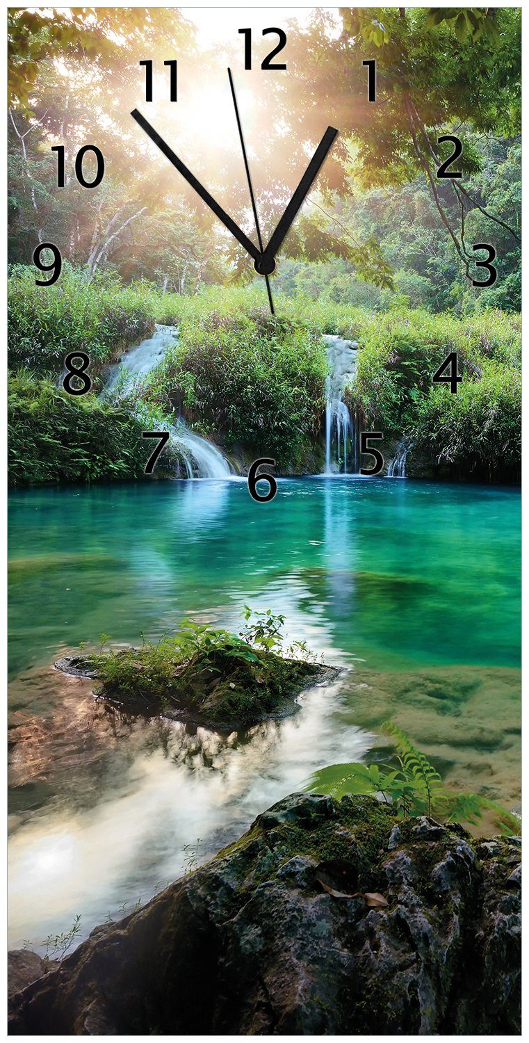 Wallario Wanduhr Türkisgrüner See im Nationalpark in Guatemala (Uhr aus Acryl)
