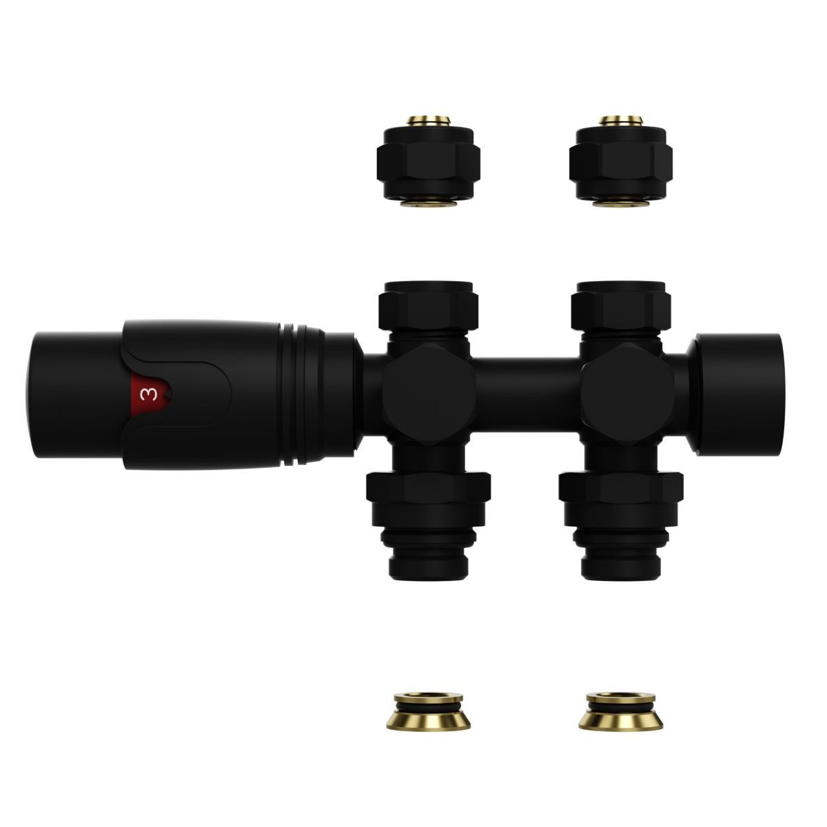 Belvit Regulierventil BV-HV8410, (1-tlg), Belvit Design Heizkörperventil Thermostat Schwarz matt für Wand-