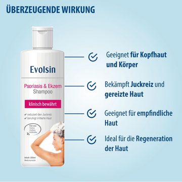 Evolsin Kopfhaut-Pflegeshampoo Ekzem & Psoriasis Shampoo - OHNE Kortison, Patentierte Wirkweise gegen Schuppenflechte und Seborrhoisches Ekzem