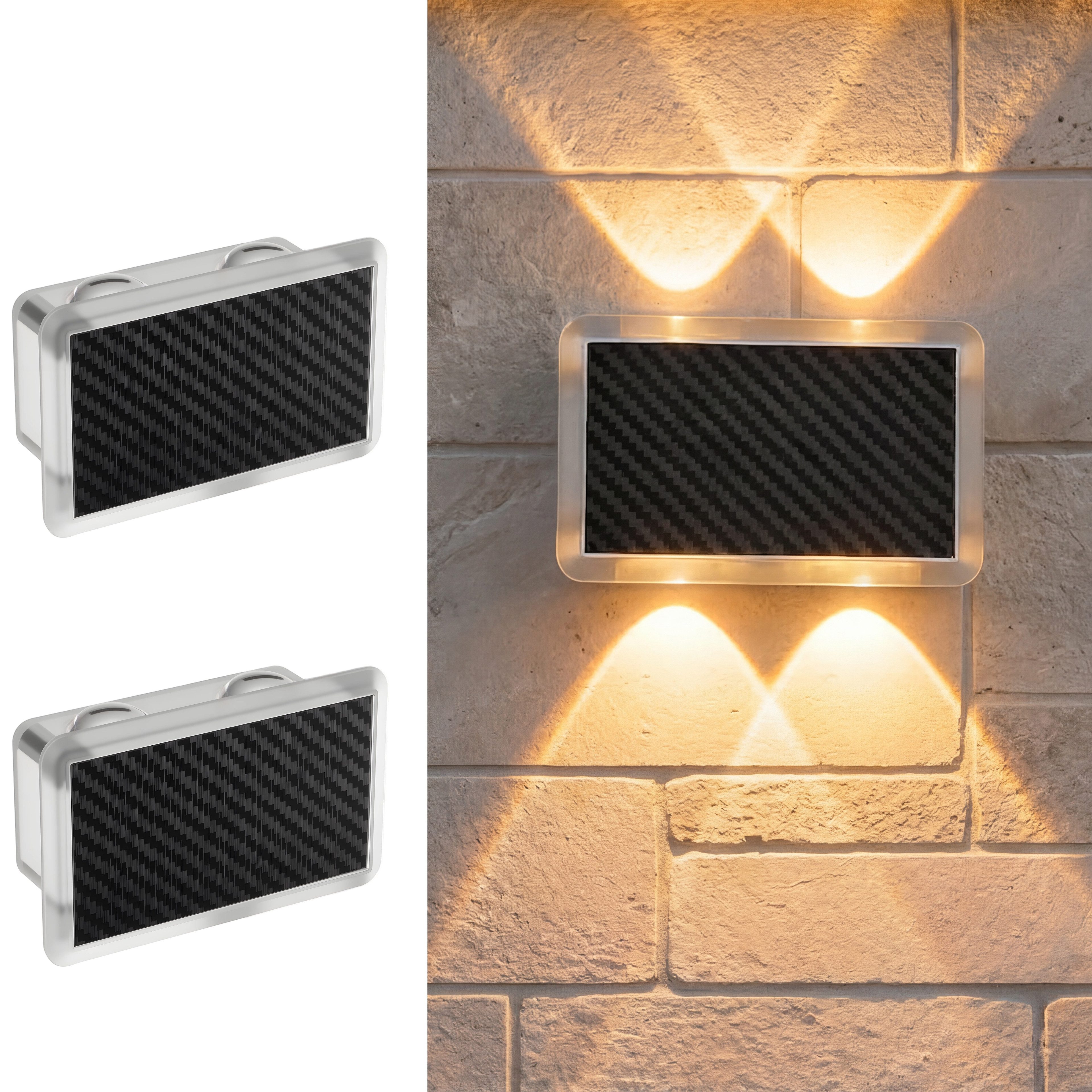 oyajia LED Außen-Wandleuchte Solar Wandleuchte Aussen 2/4 Stück, Einstellbar Solarlampen für Außen, LED fest integriert, RGB, RGB 7 Farben Solarleuchte für Zaun Wand Terrasse Garten Balkon Deko