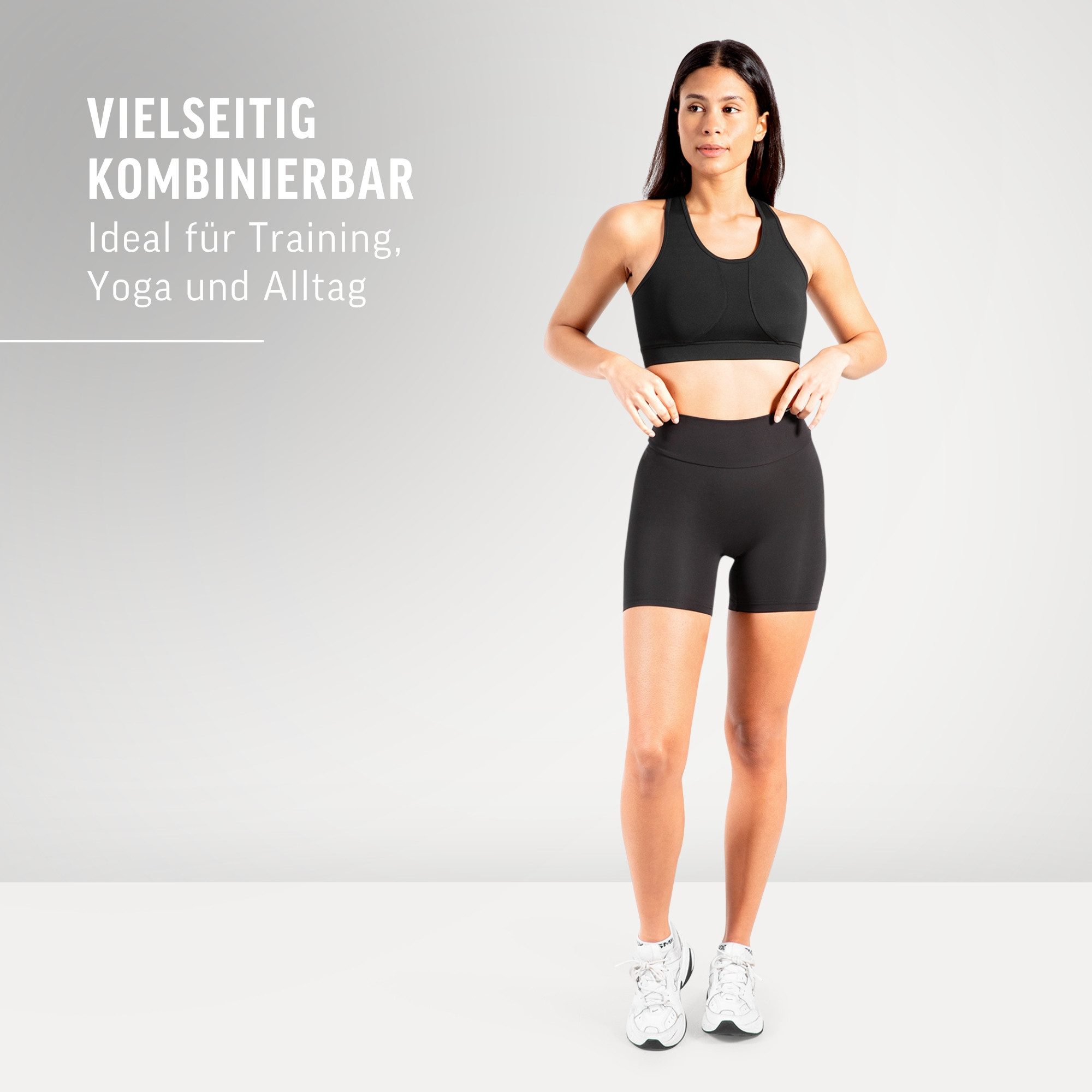 Smilodox Shorts Veyra, Figurbetonte Funktionsshorts mit 3D Rubber Print, Kurze Hose elastisches Material Hoher Komfort Slim Fit Radlerhose Training Yoga