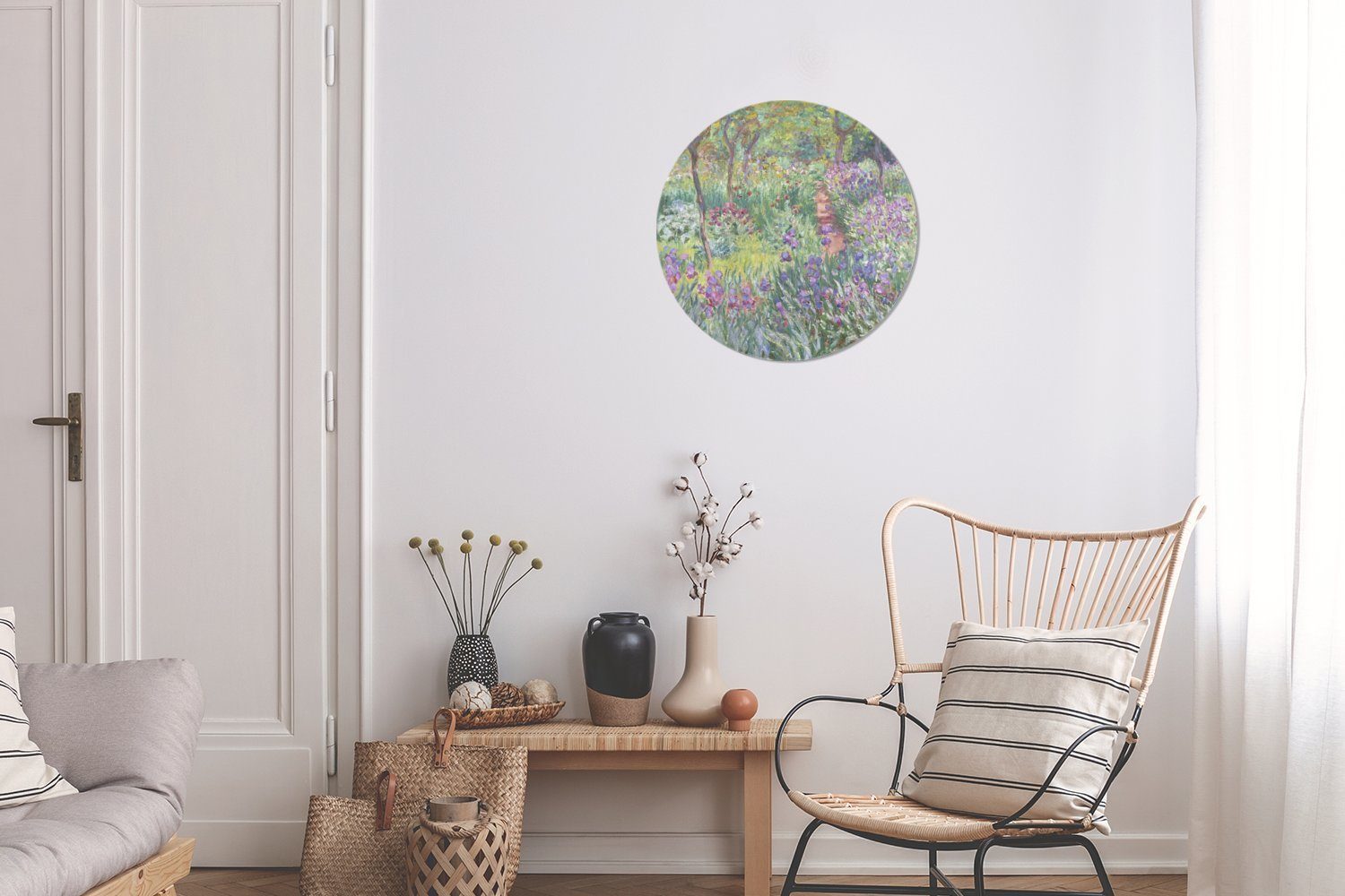 Giverny Wandsticker Künstlers Der Garten St), des MuchoWow Wohnzimmer Monet Gemälde - Tapetenkreis Kinderzimmer, (1 von Rund, Tapetenaufkleber, in Claude für
