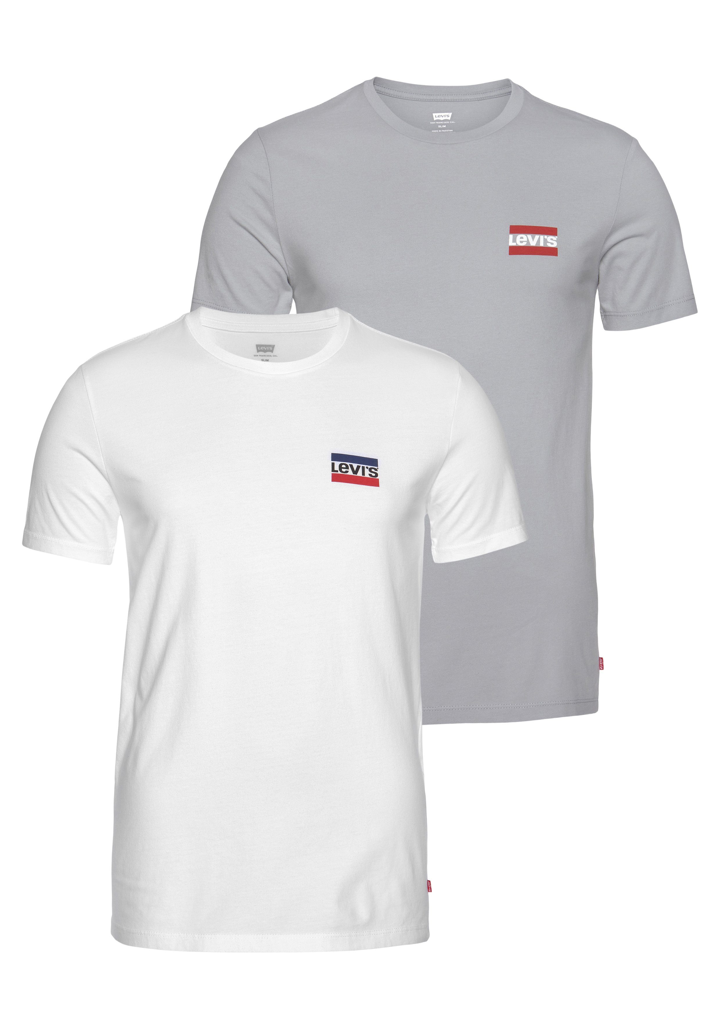 Levi's® T-Shirt LE 2PK CREWNECK GRAPHIC (2-tlg) weiß-grau