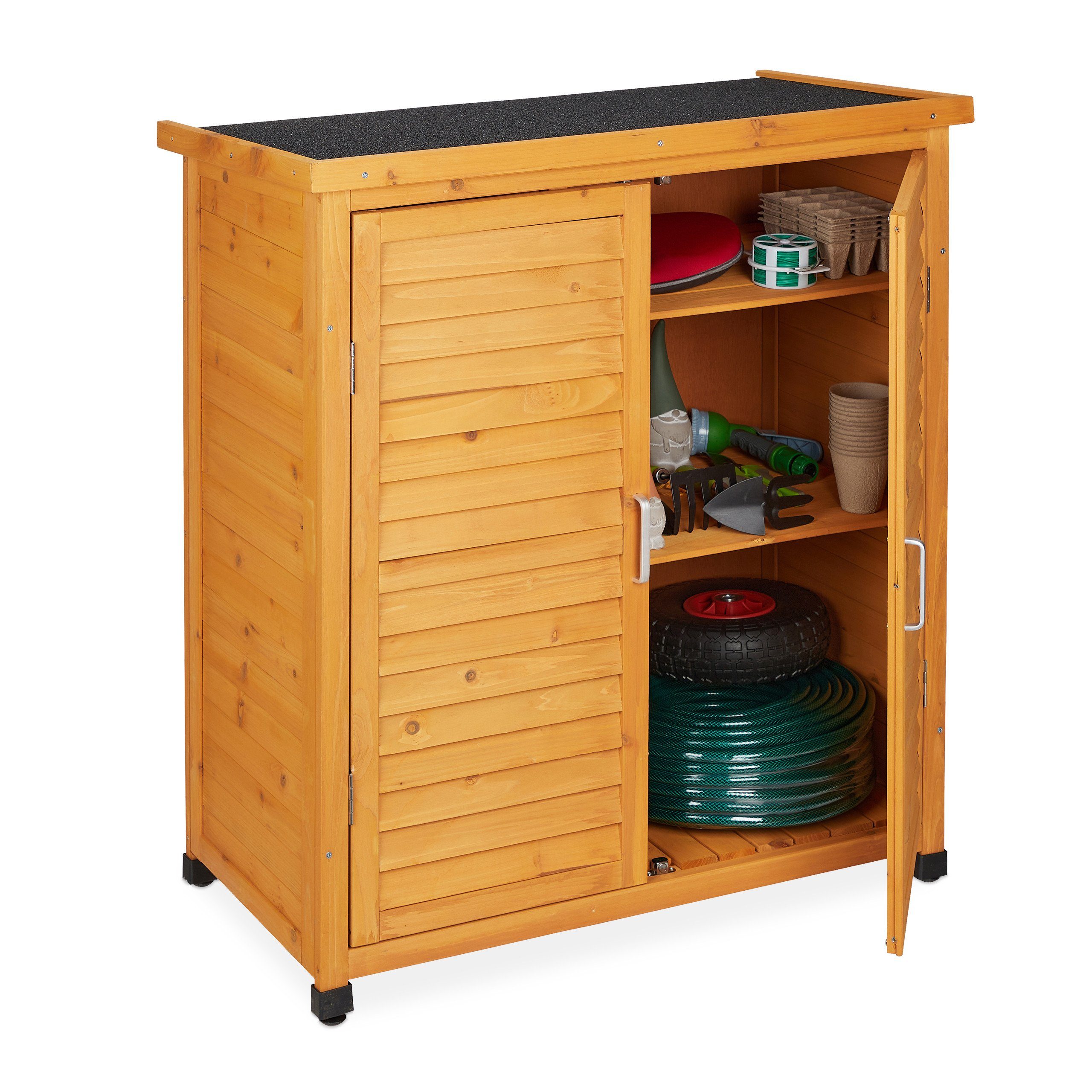relaxdays Garten-Geräteschrank Gartenschrank mit Dachpappe, BxT: 86.5x47 cm, (1 St)