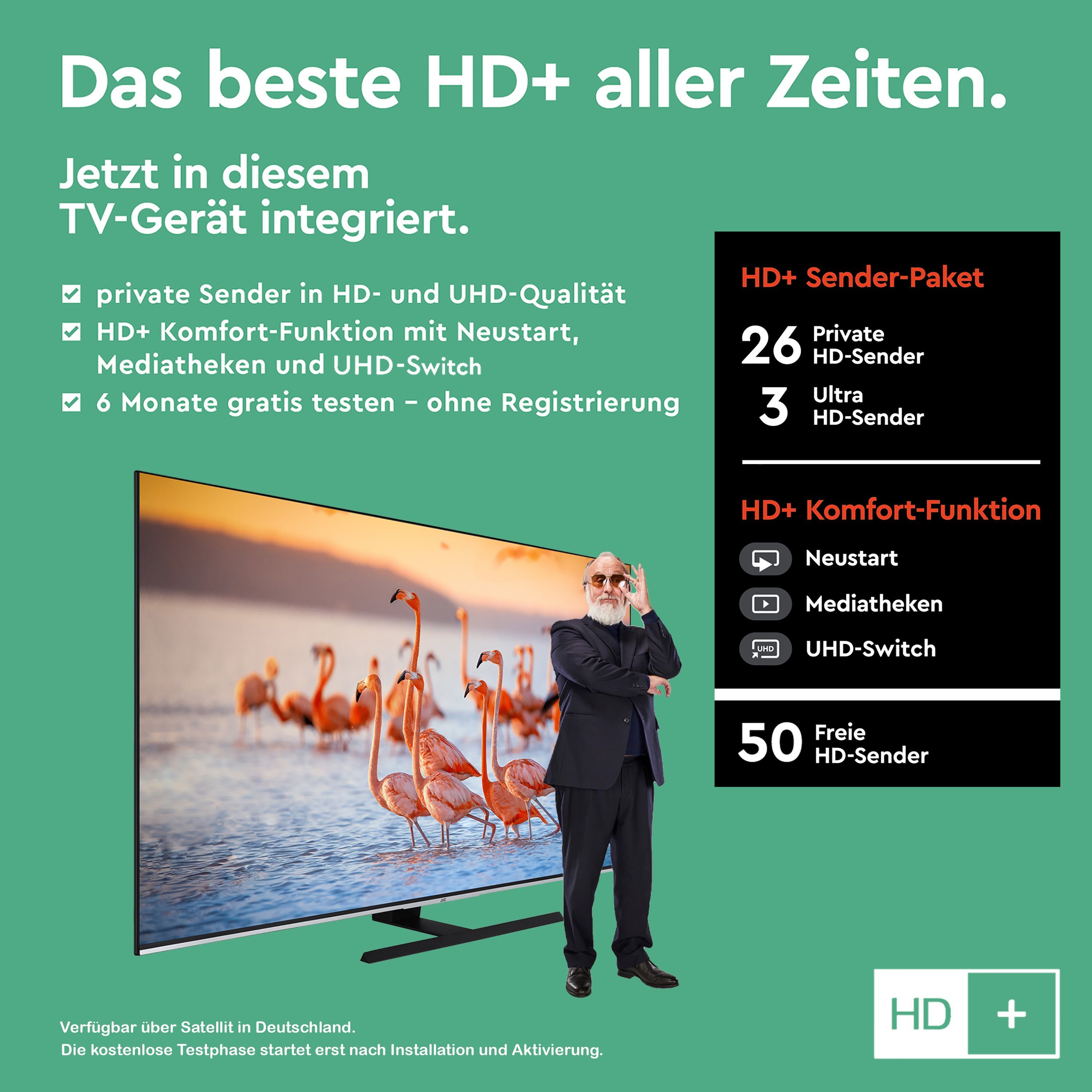 JVC LT-65VU8156 LCD-LED Fernseher (164 cm/65 Zoll, 4K Ultra HD, Smart TV,  HDR Dolby Vision, Triple-Tuner, Alexa Built-In, inkl. 6 Monate HD)